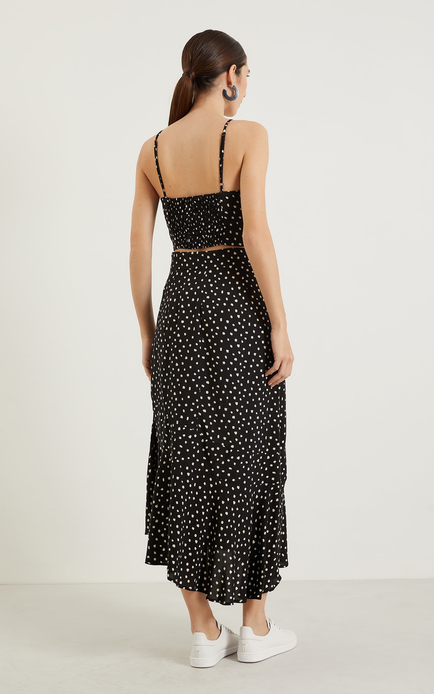 Saia Midi Gloss Preto