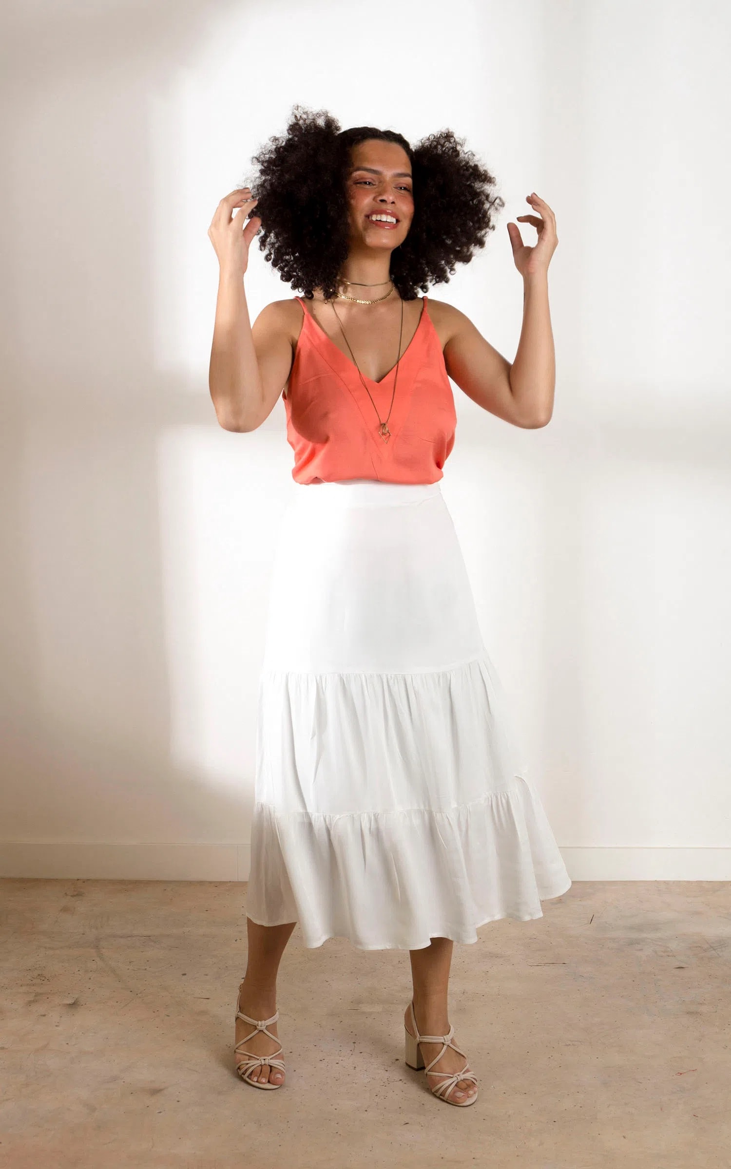Saia Midi Litorânea Off White