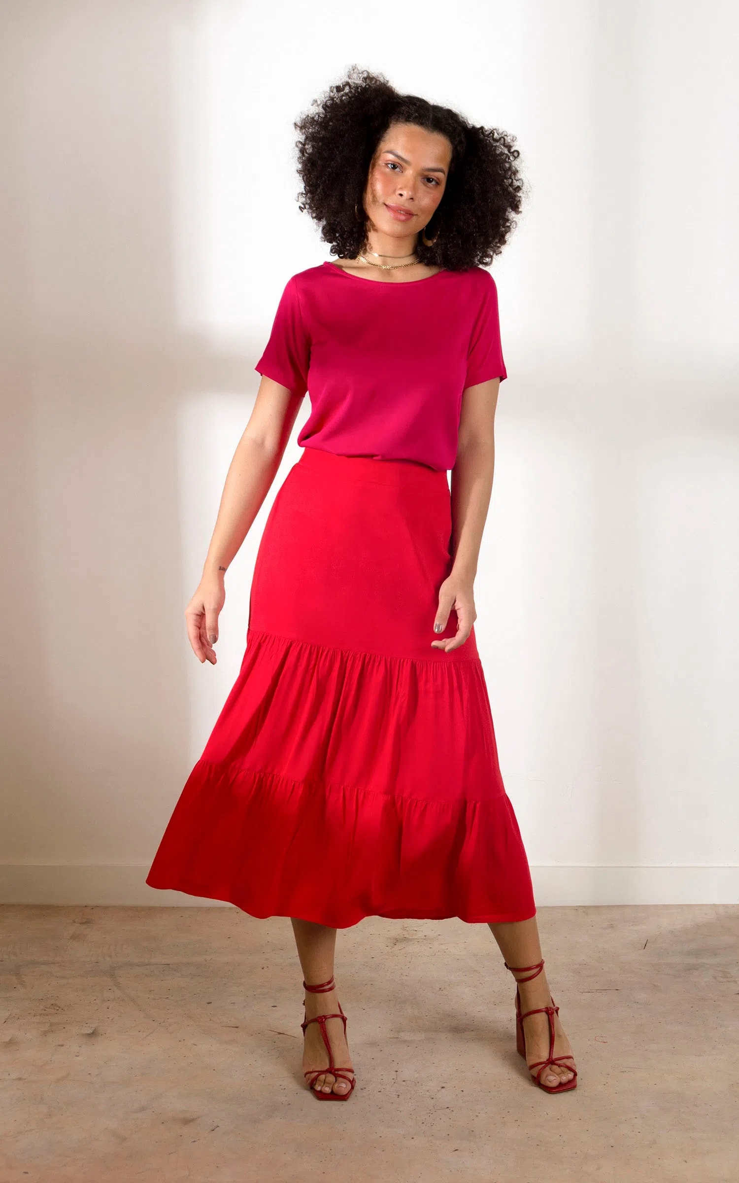 Saia Midi Litorânea Vermelho