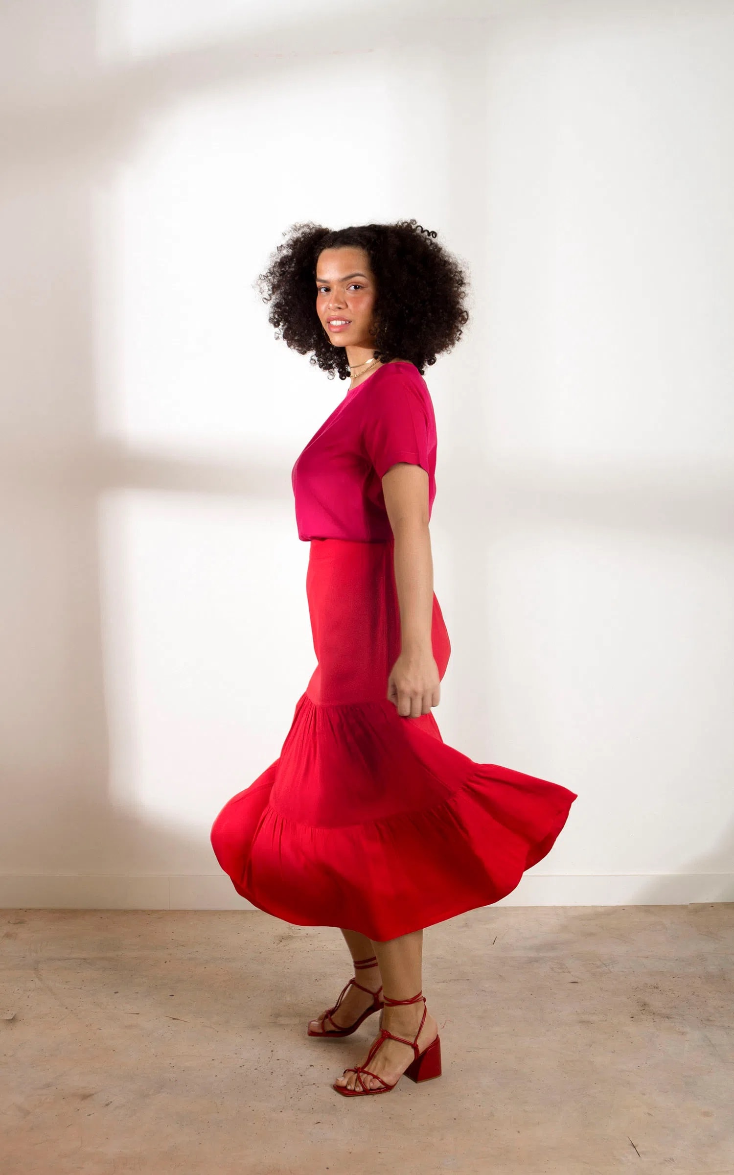 Saia Midi Litorânea Vermelho