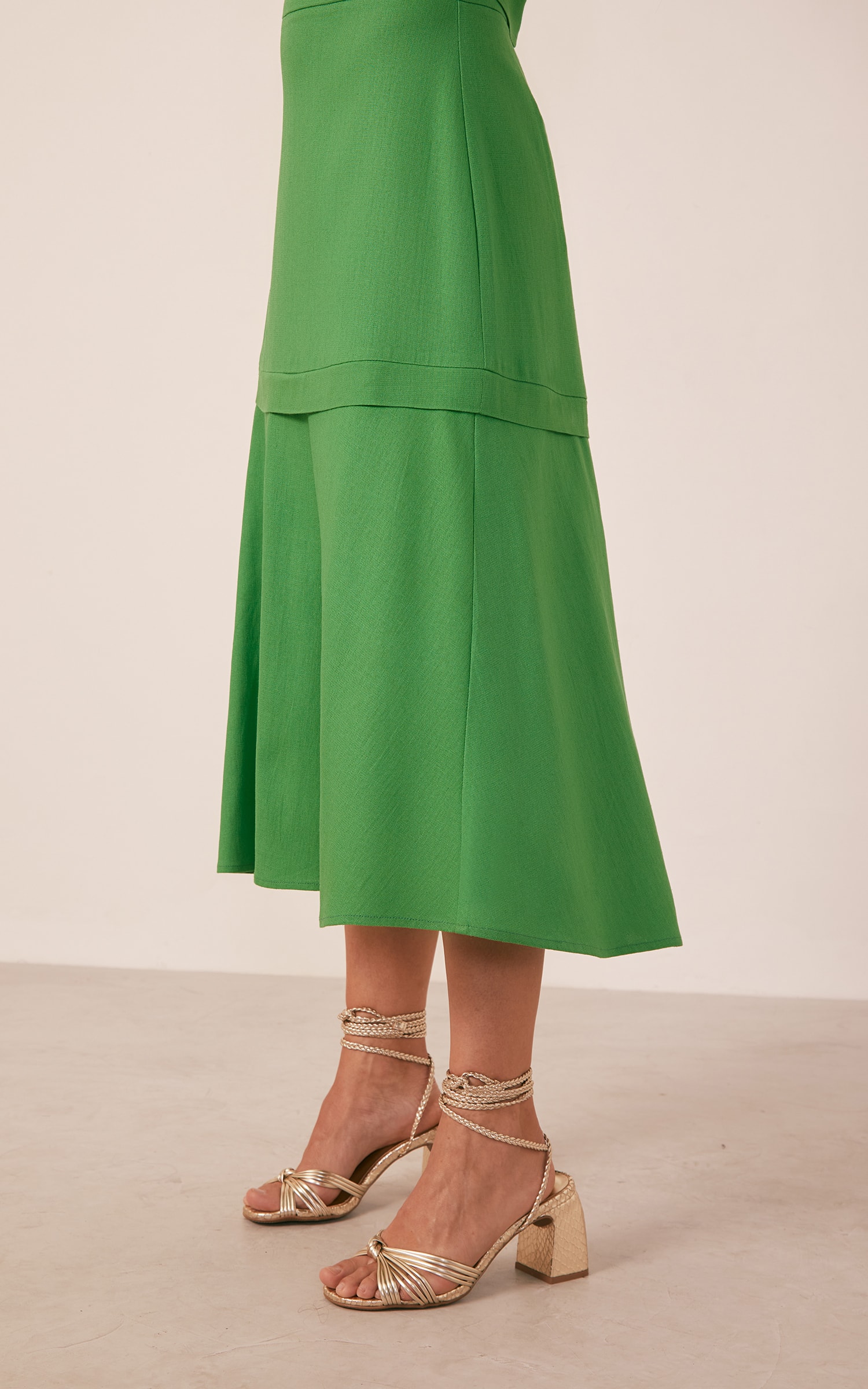 Saia Midi Luna Verde Tropical