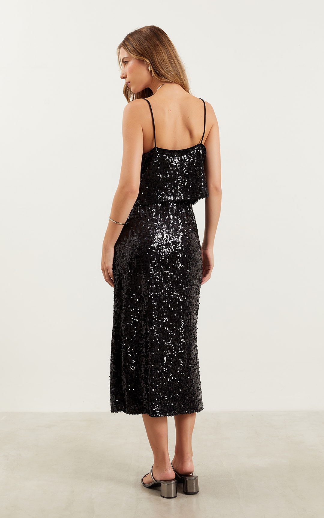 Saia Midi Party Preto