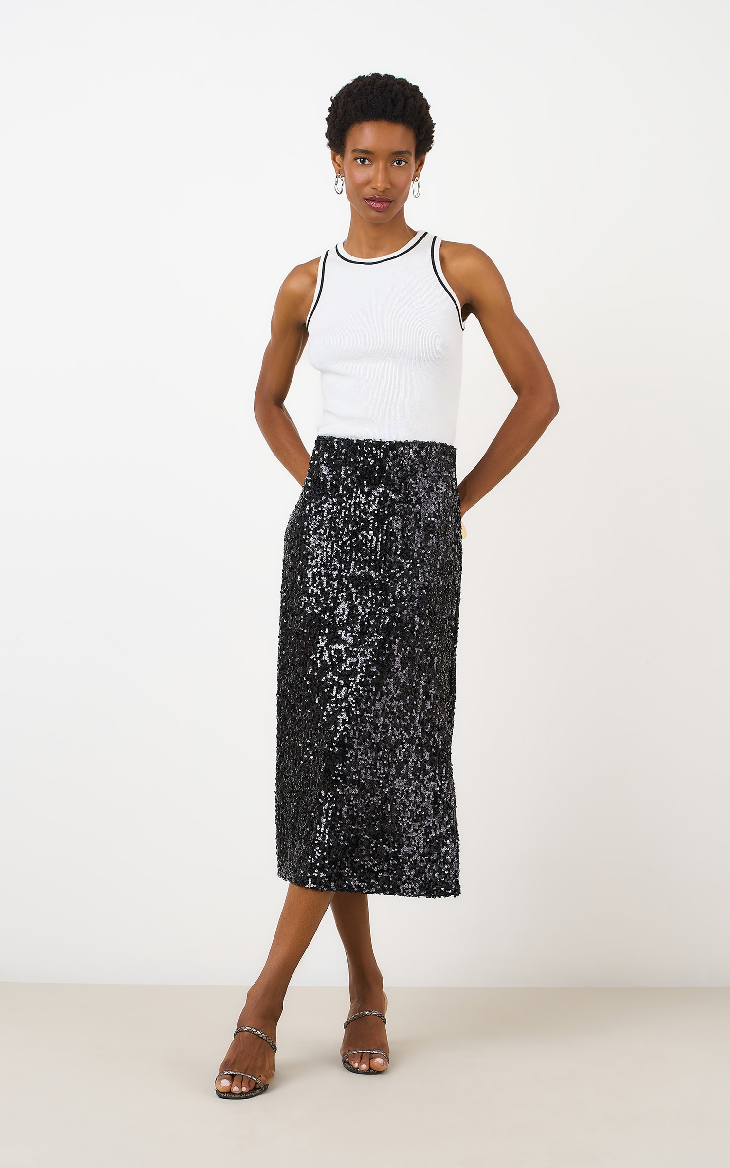 Saia Midi Party Preto