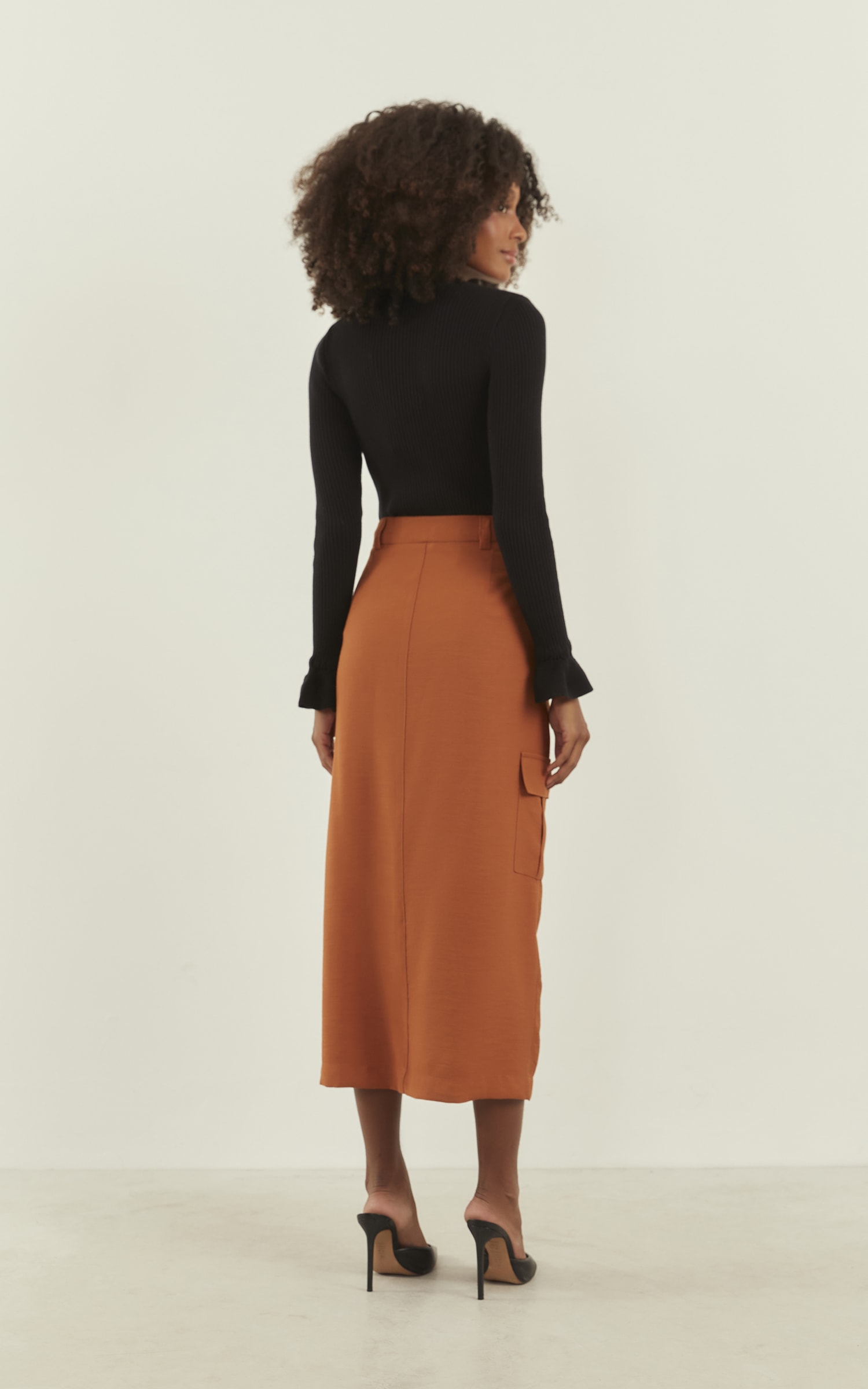 Saia Midi Wish Caramelo
