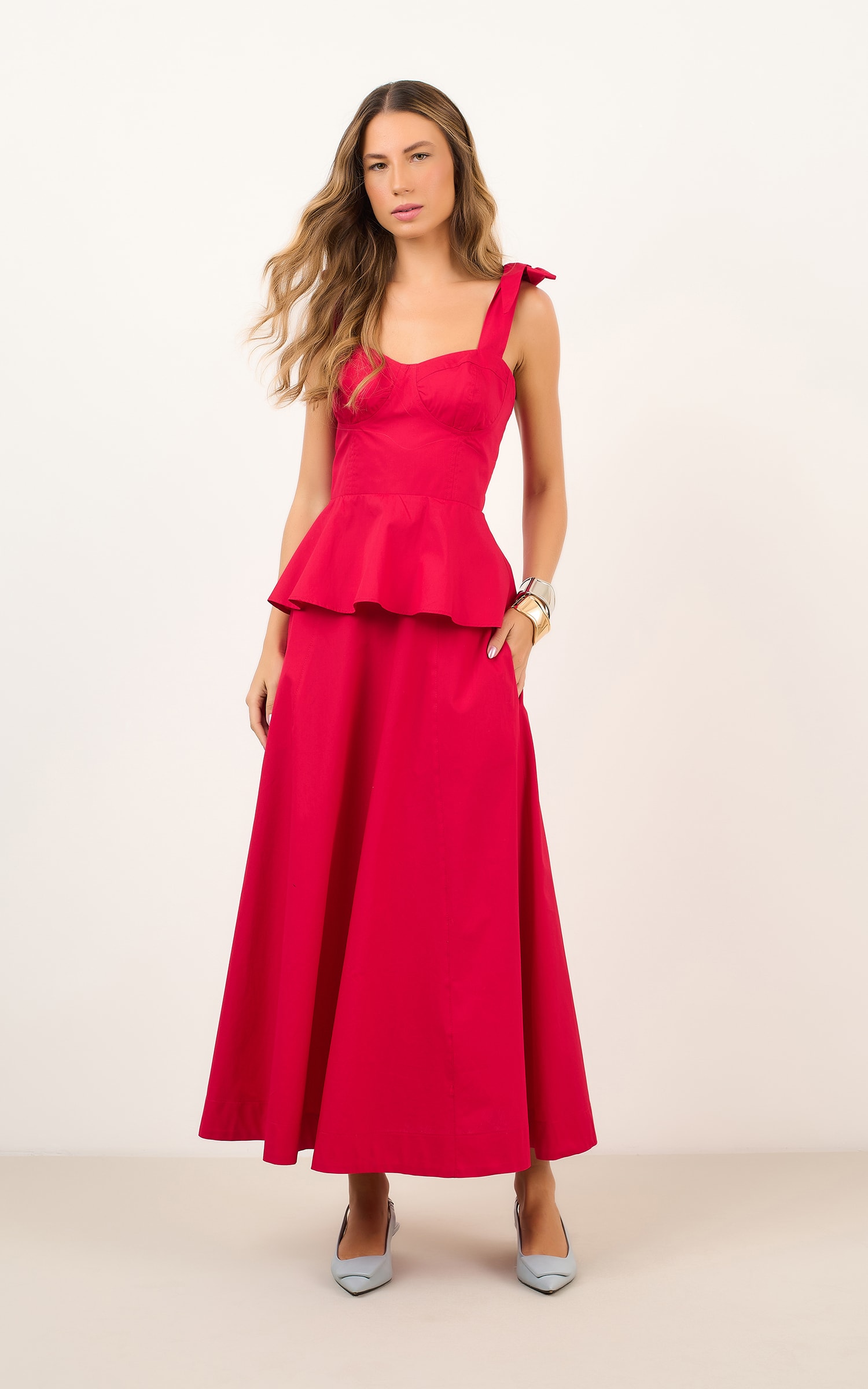 Saia Recortes Dinky Vermelho