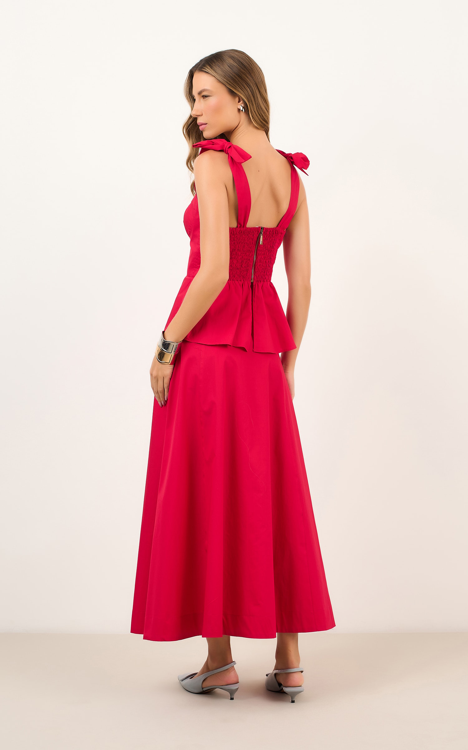 Saia Recortes Dinky Vermelho