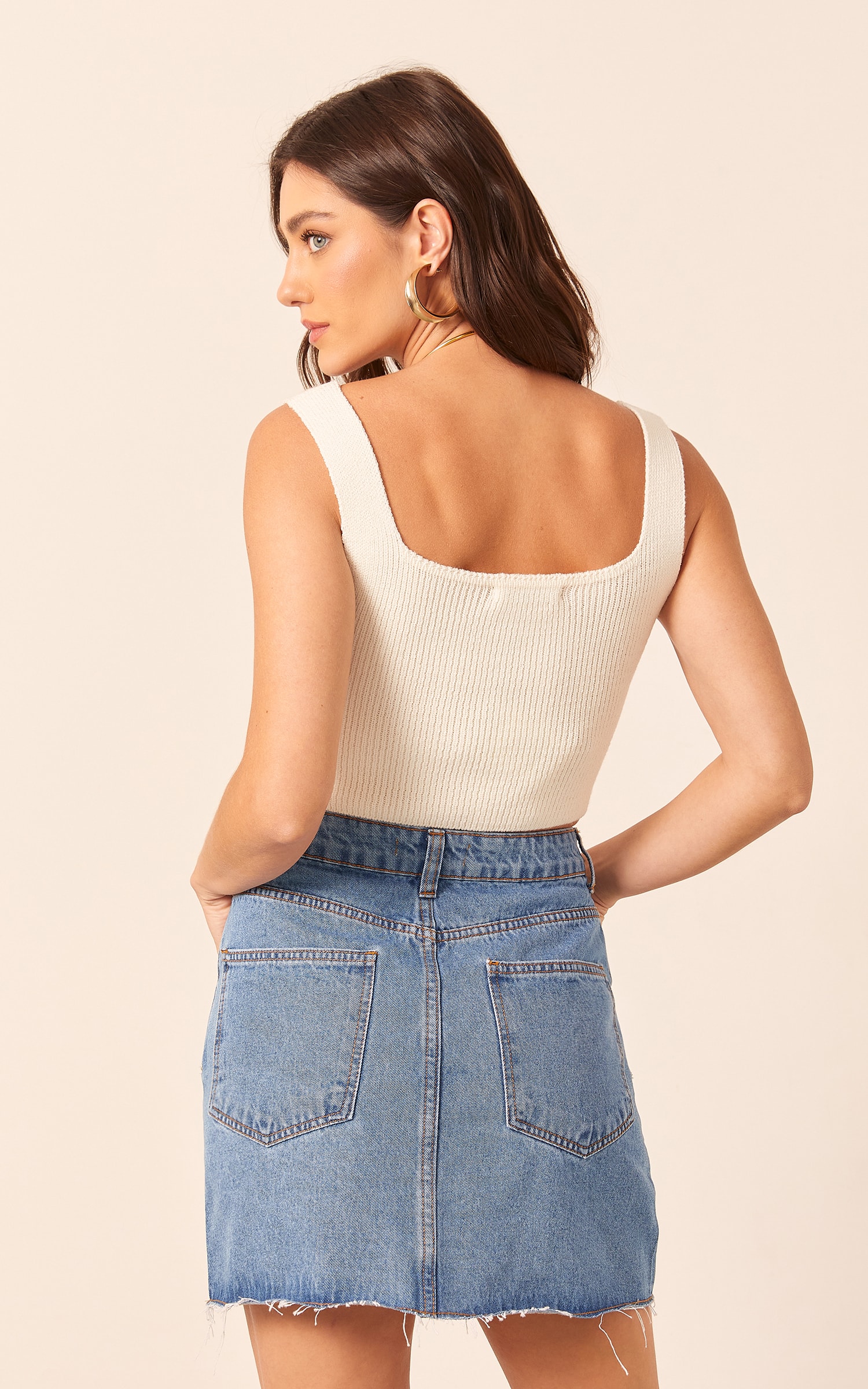 Saia Recortes Jeans