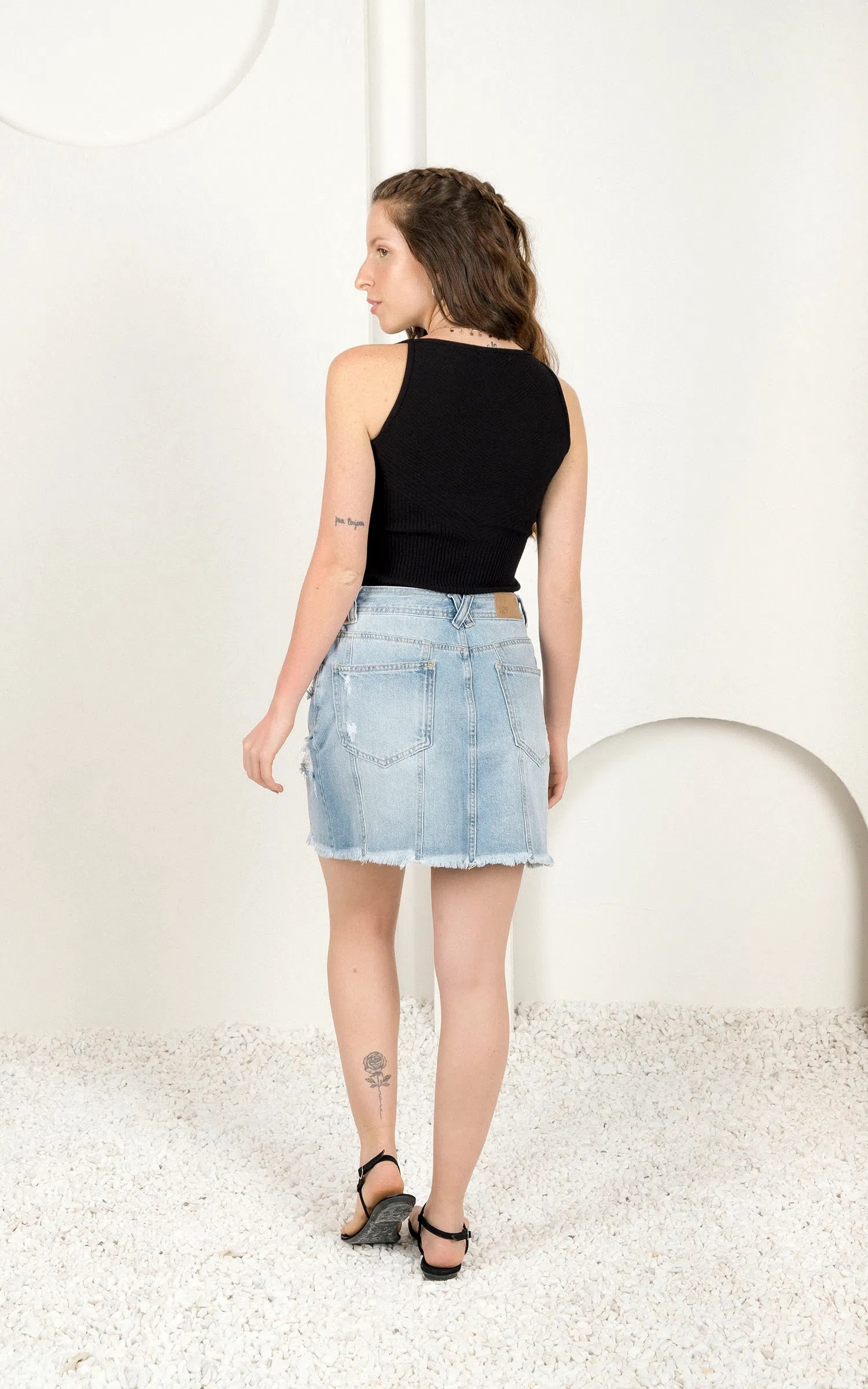 Saia Recortes Jeans