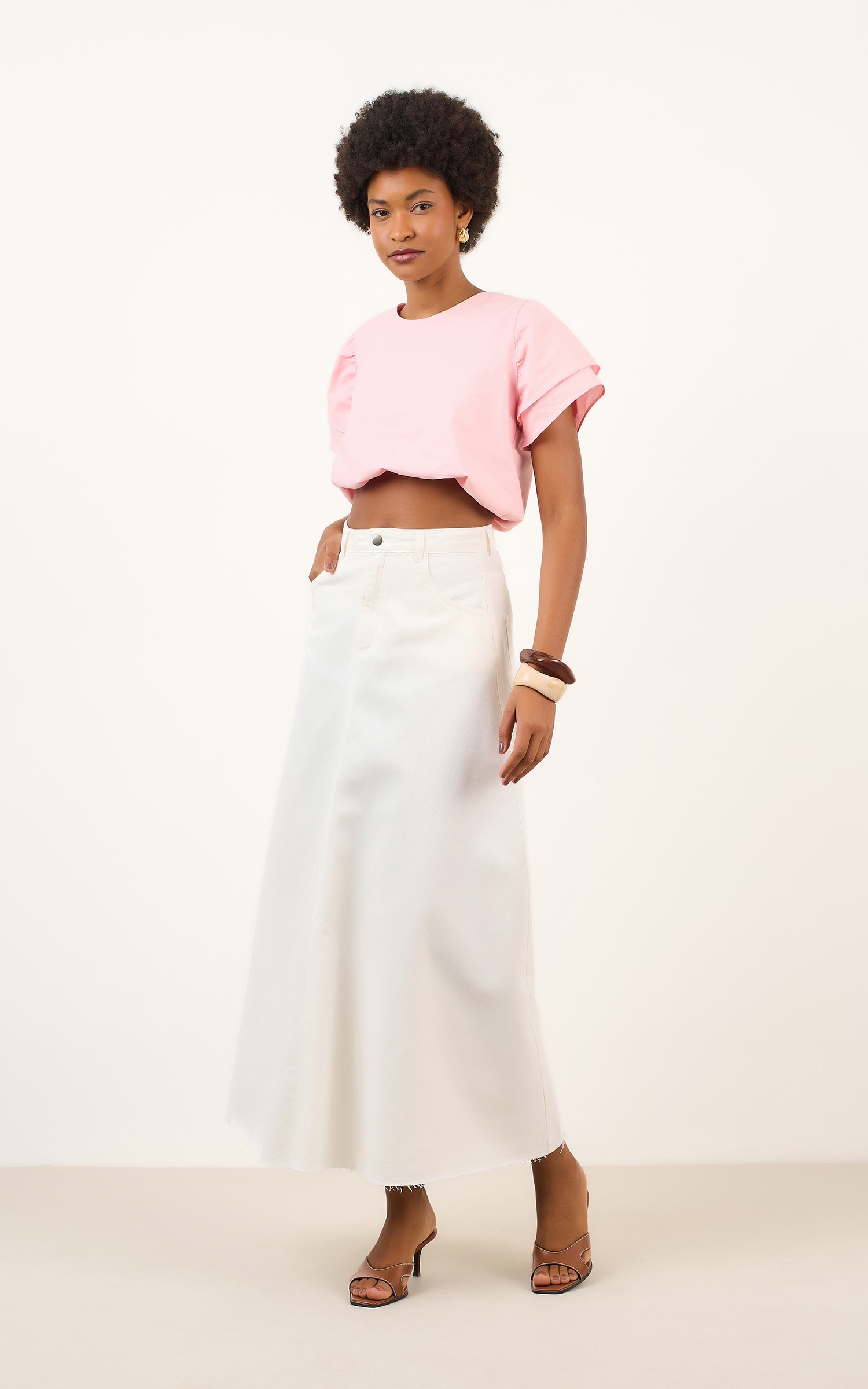 Saia Sarja Evase Longa Off White