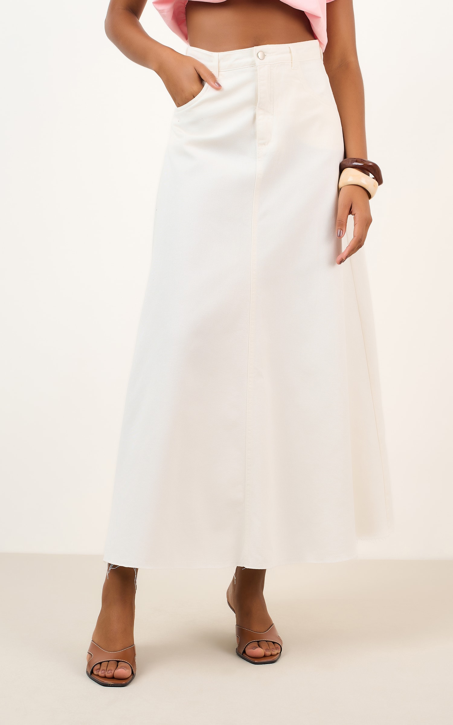 Saia Sarja Evase Longa Off White