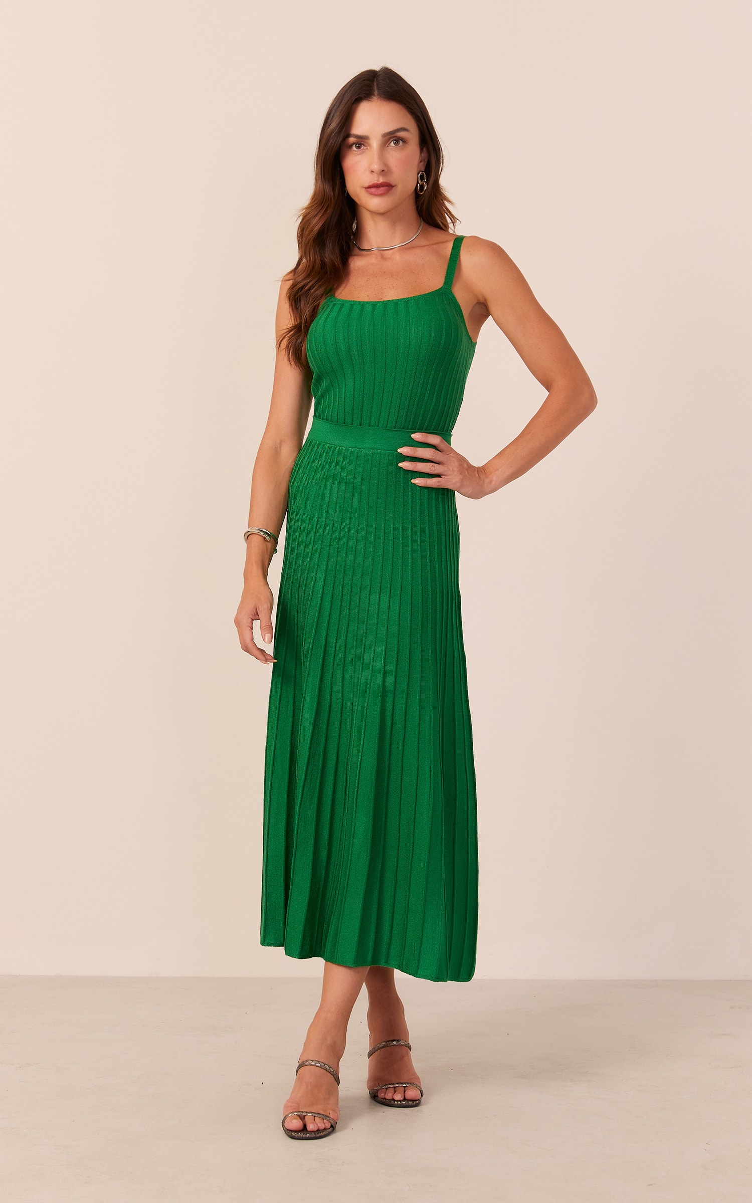 Saia Tricot Nervuras Verde