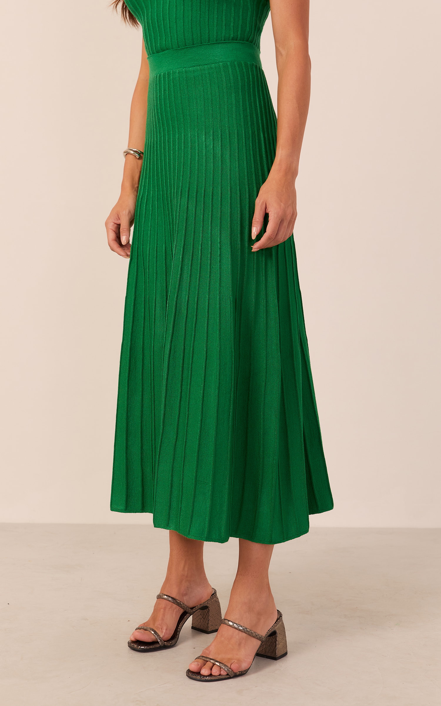 Saia Tricot Nervuras Verde