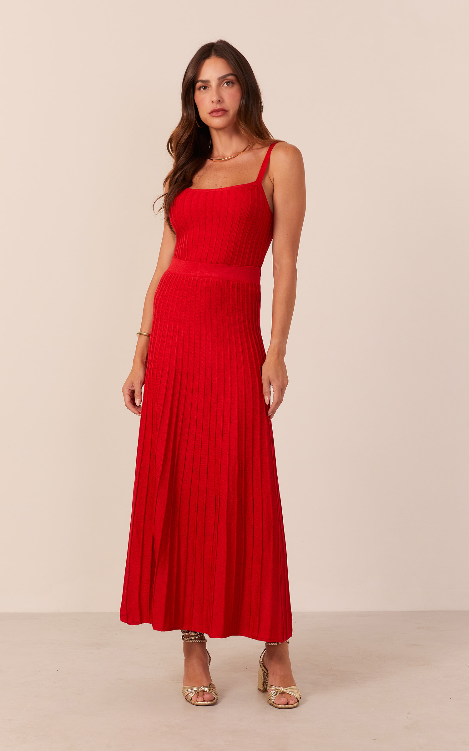 Saia Tricot Nervuras Vermelho
