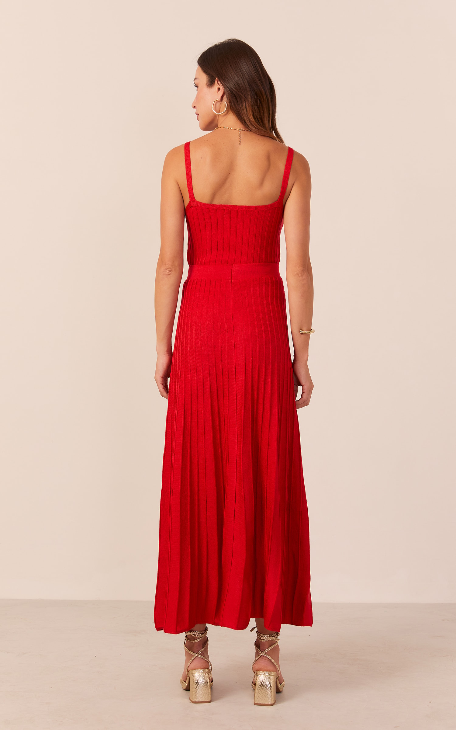 Saia Tricot Nervuras Vermelho