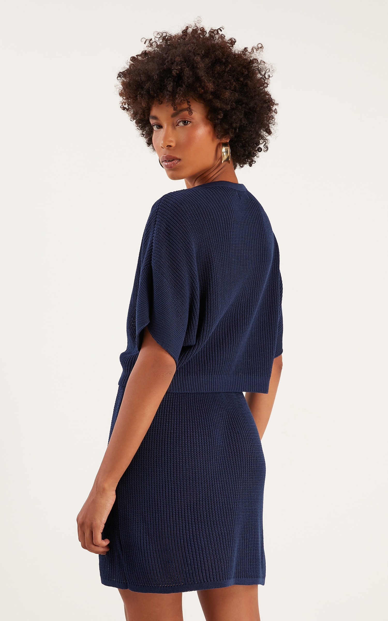 Saia Tricot Peach Azul Denim