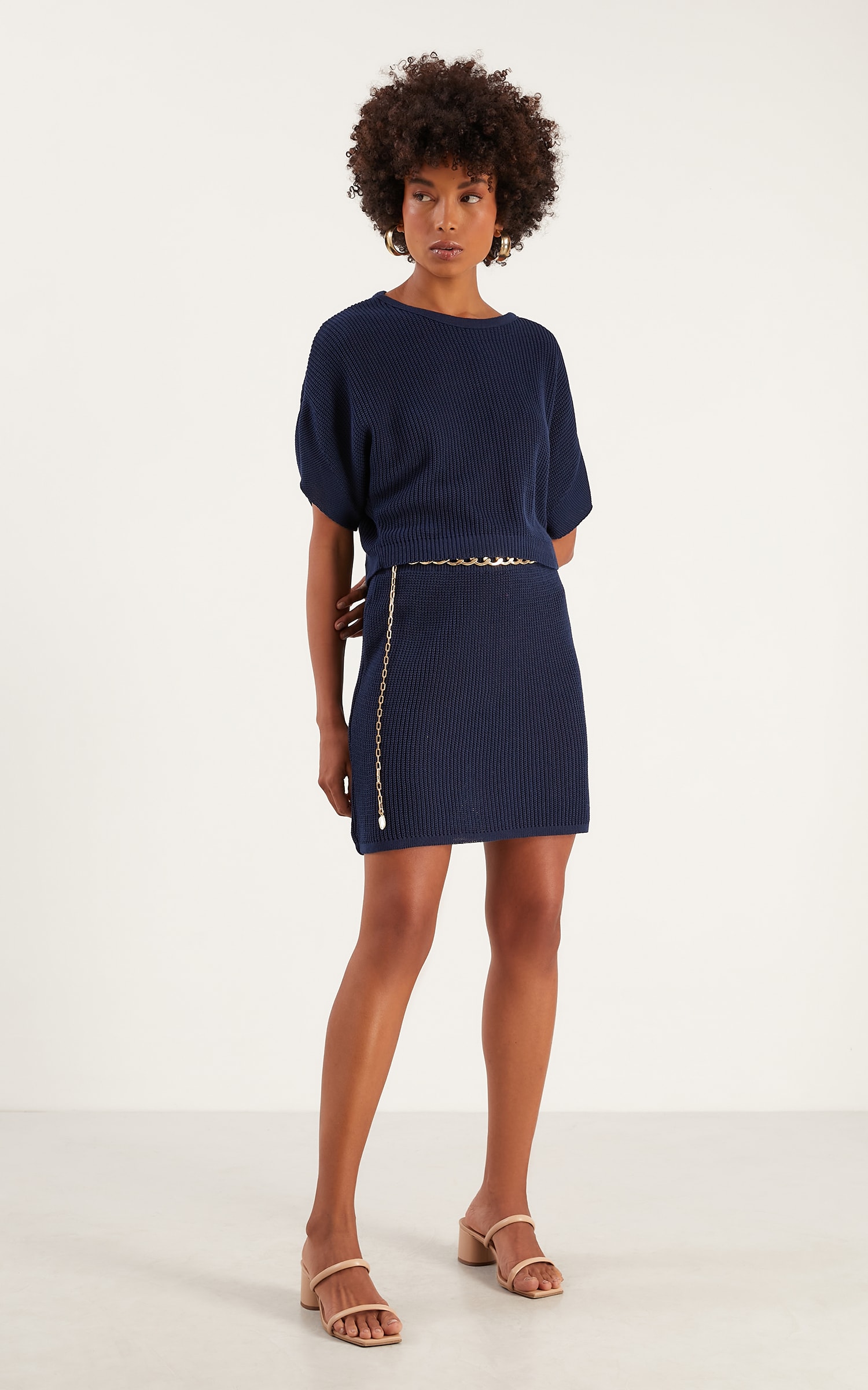 Saia Tricot Peach Azul Denim