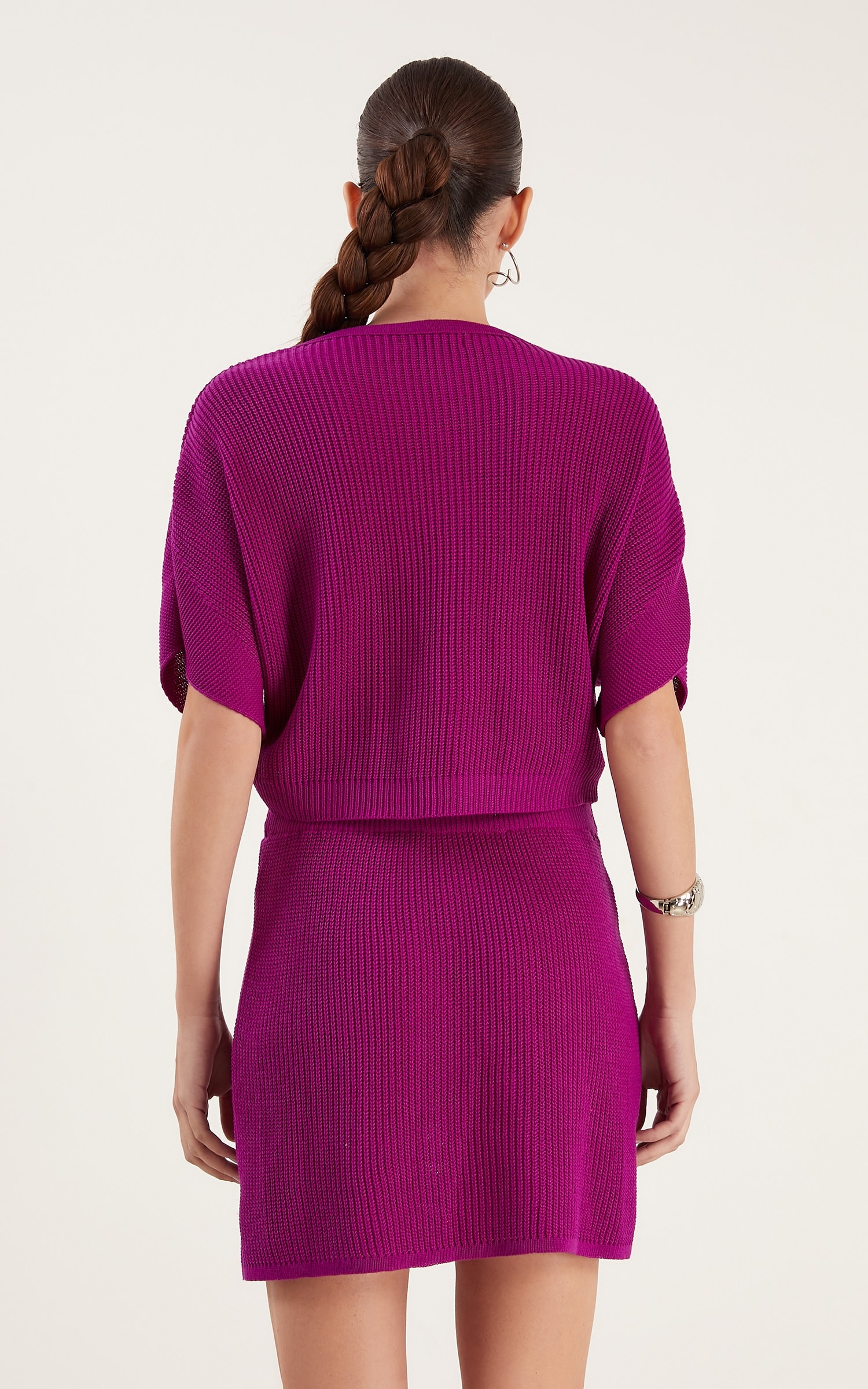 Saia Tricot Peach Fúcsia