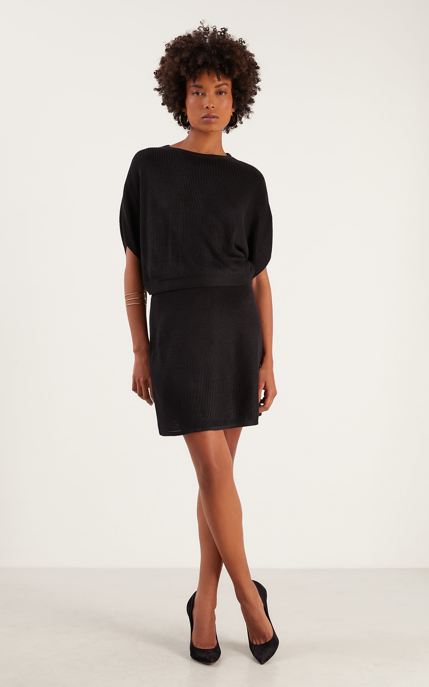 Saia Tricot Peach Preto