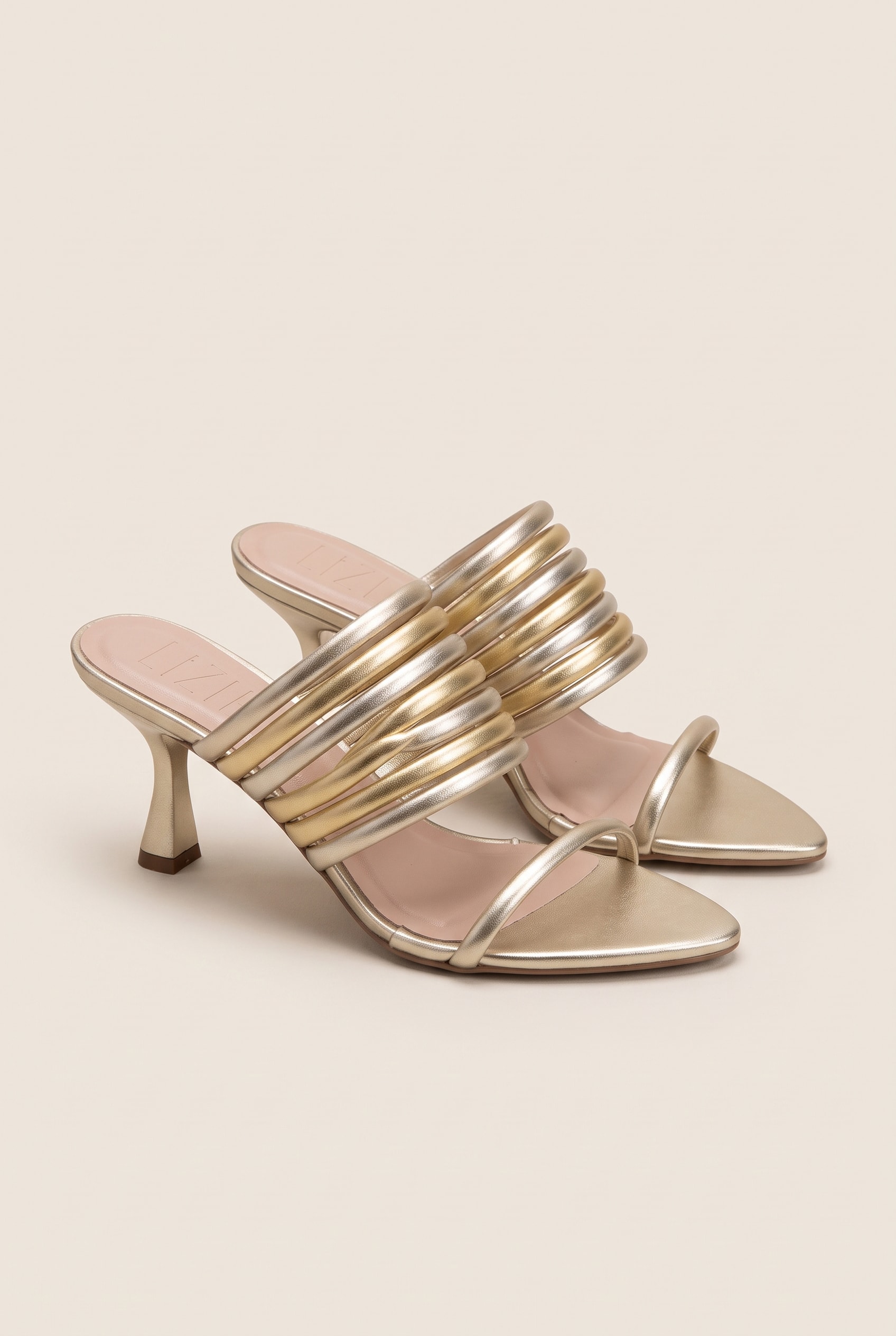 Sandalia Tiras Duo Gold Dourado