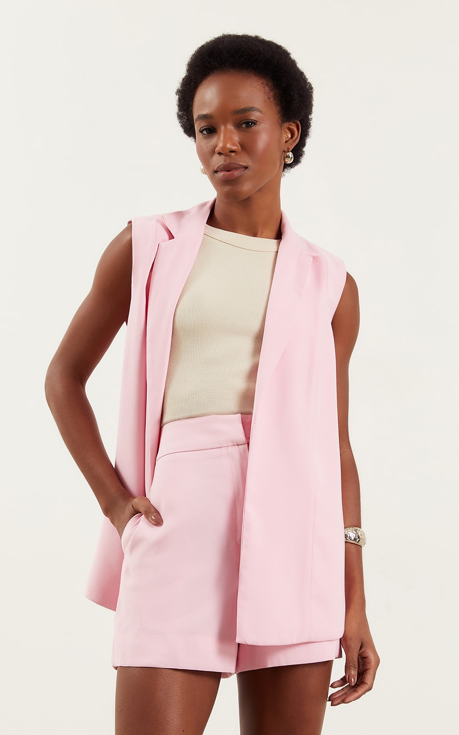 Short Alfaiataria Clean Rosa