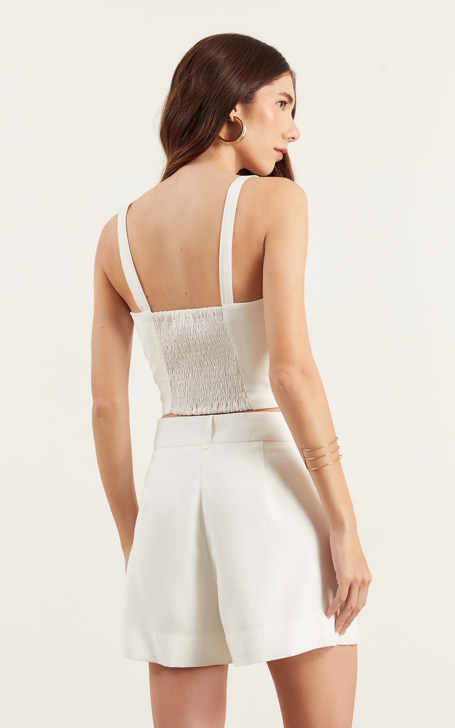 Short Aroma Detalhe Passador Off White