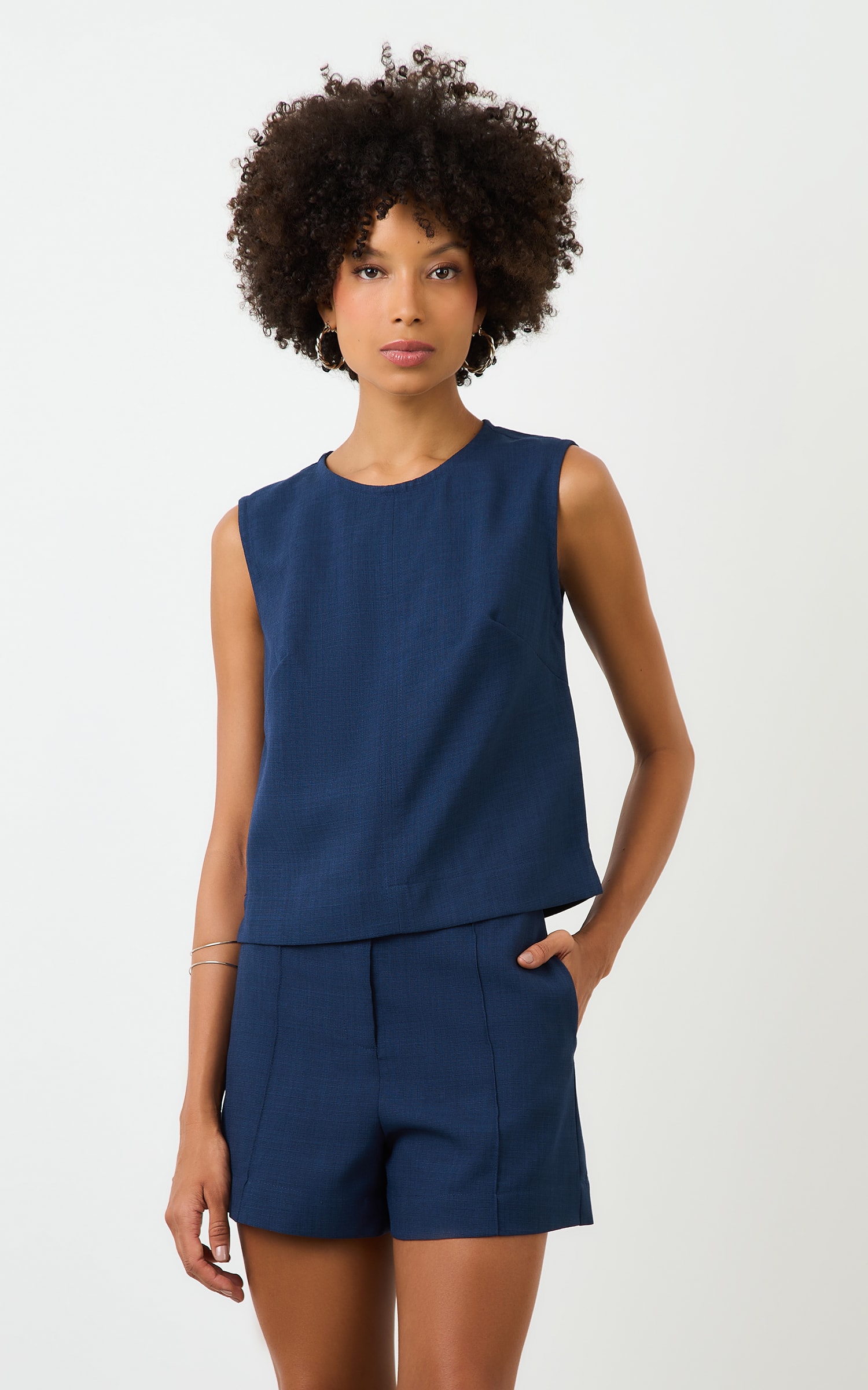 Short Blanc Basic Marinho
