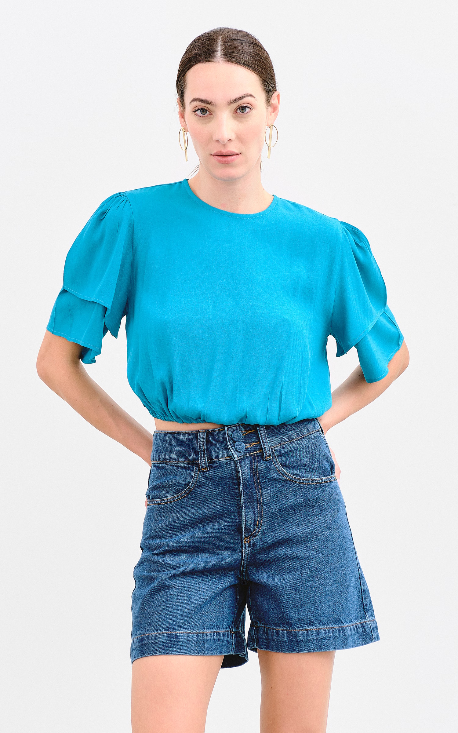 Short Botão Forrado Jeans