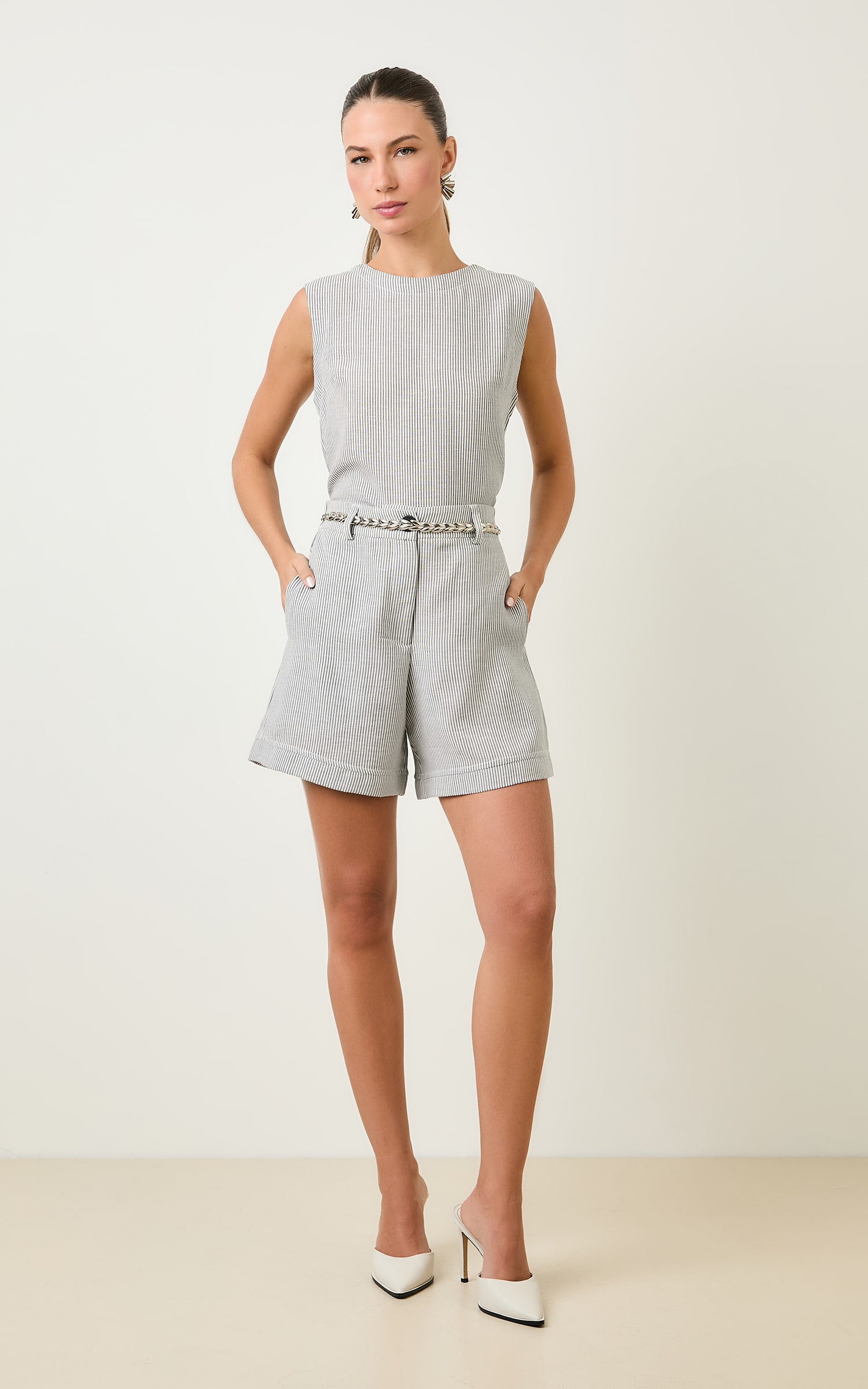 Short Com Elastico Costas Athena Preto
