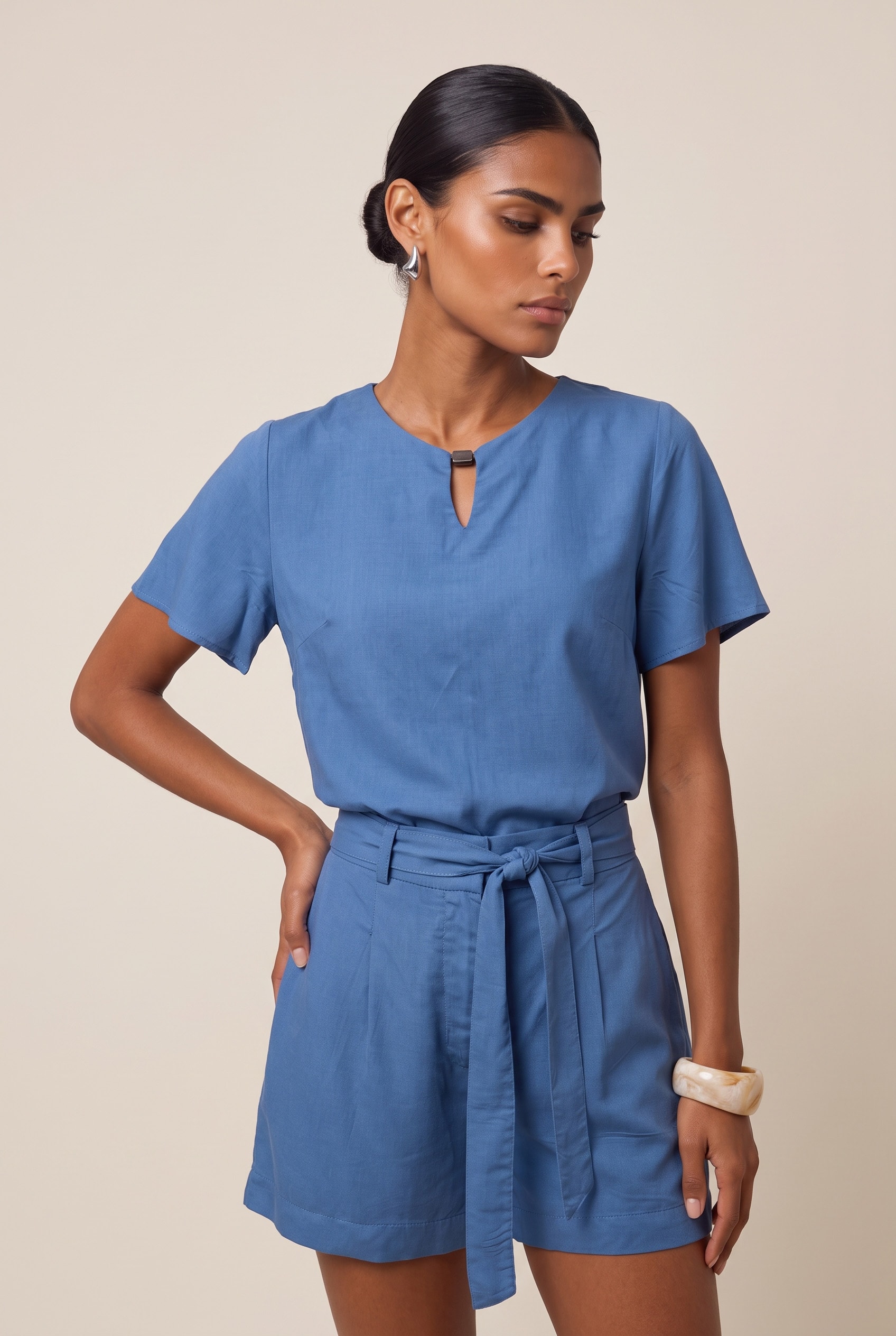 Short Curto Compass Azul Mykonos