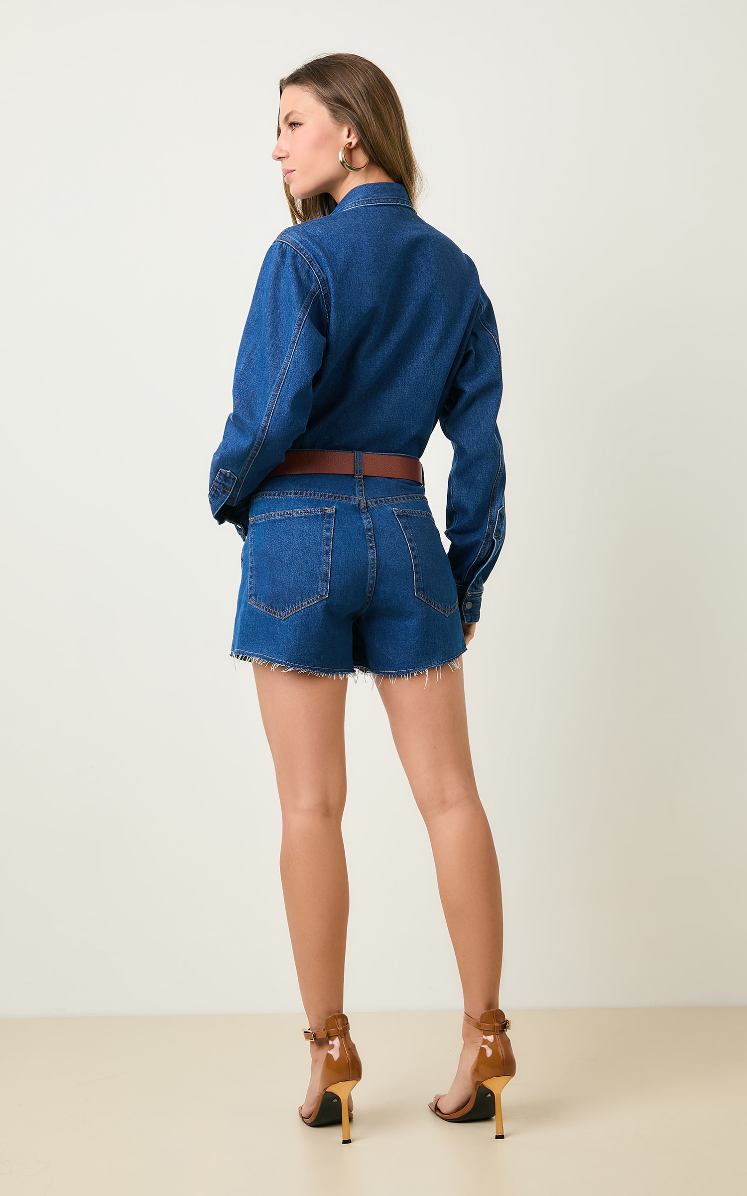 Short Dark Blue Jeans Jeans Escuro