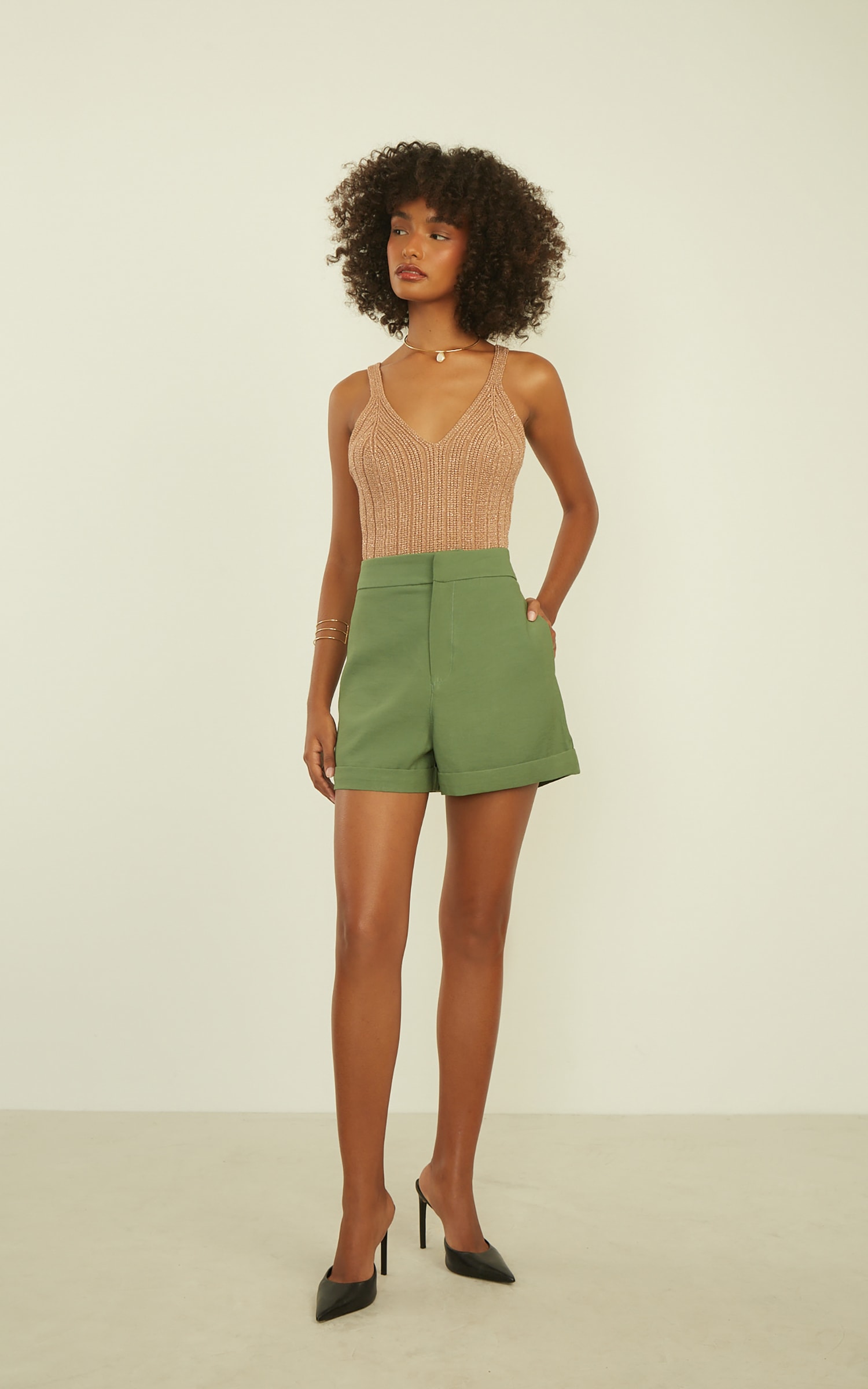 Short Gales Alfaiataria Verde Musgo