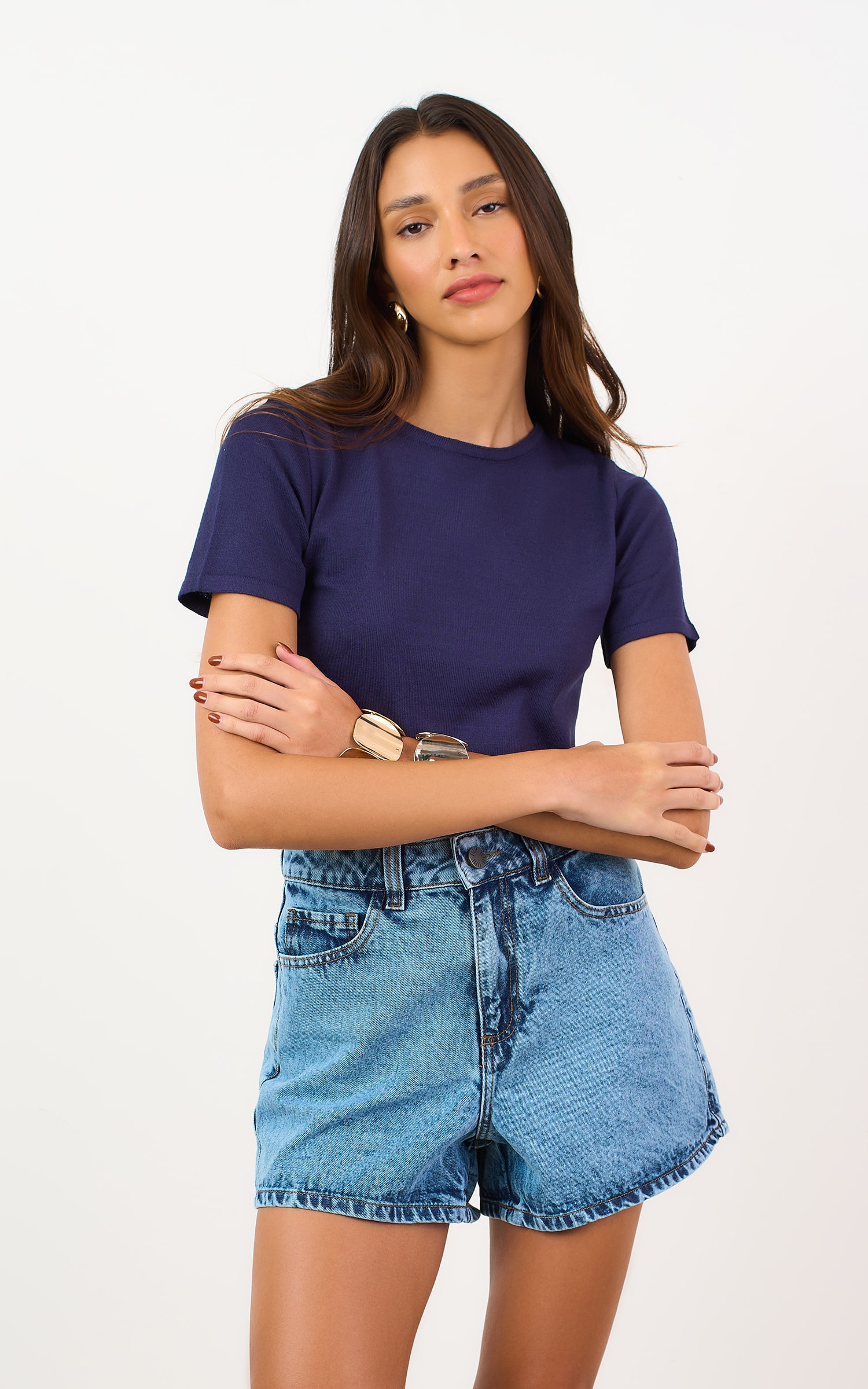 Short Jeans Basic Jeans Medio