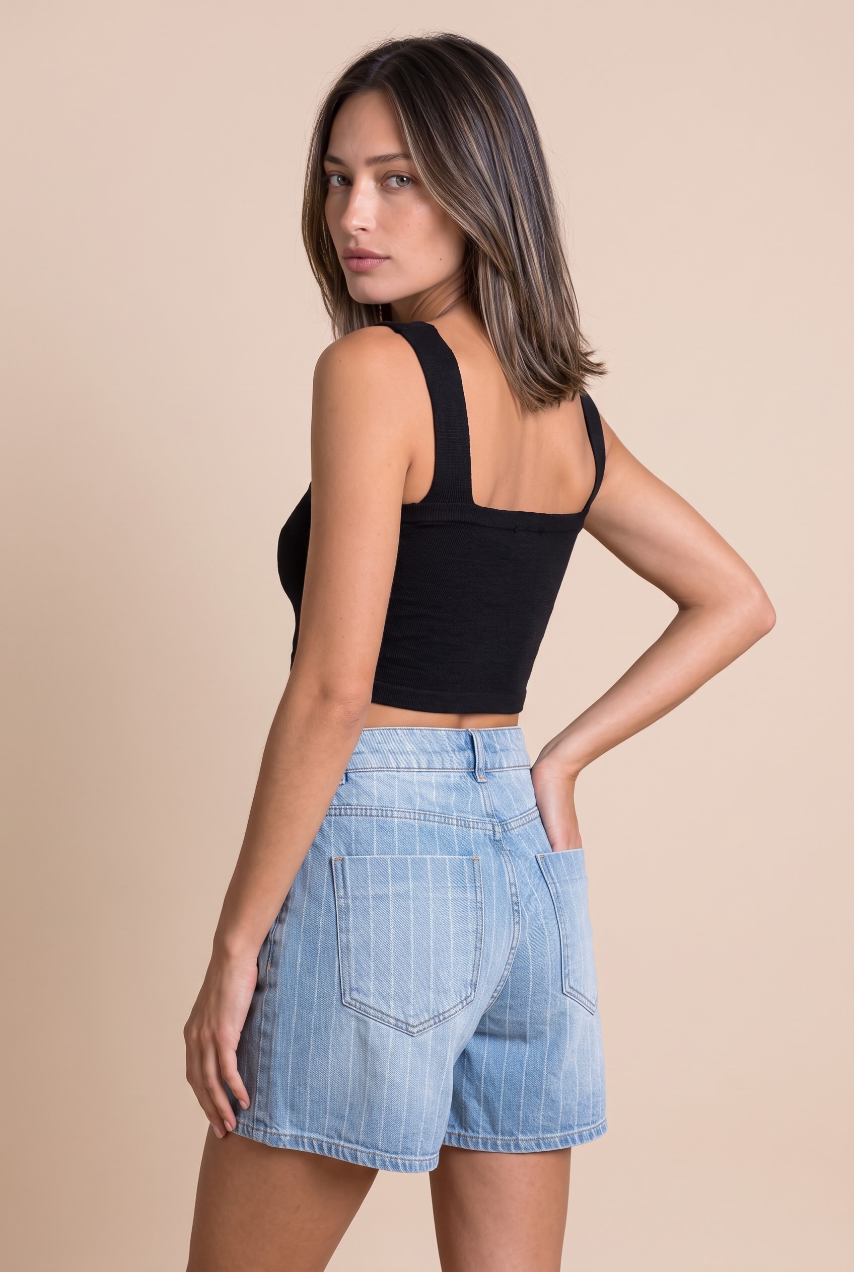Short Jeans Listrado Jeans Listrado