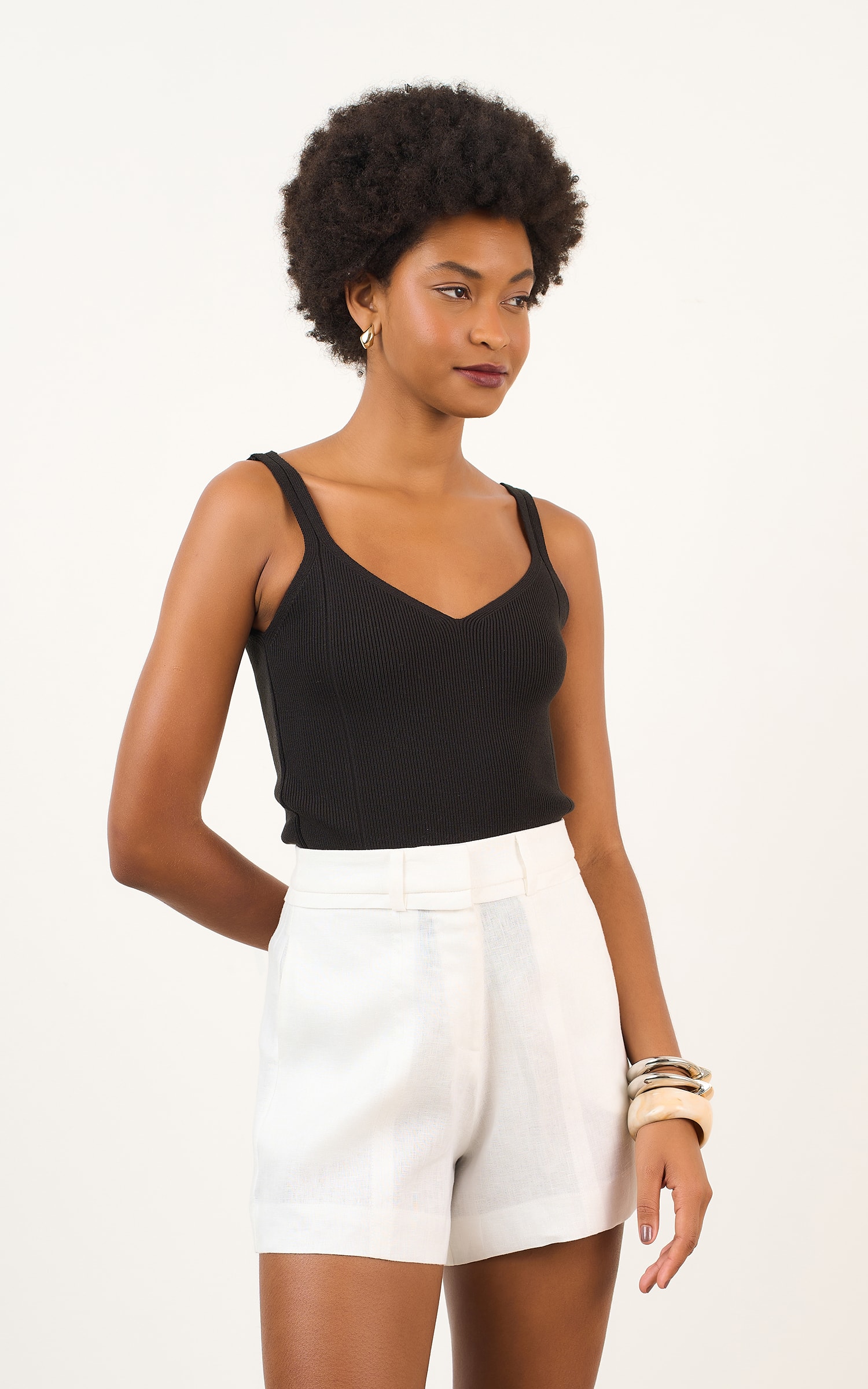 Short Linho Mam Off White