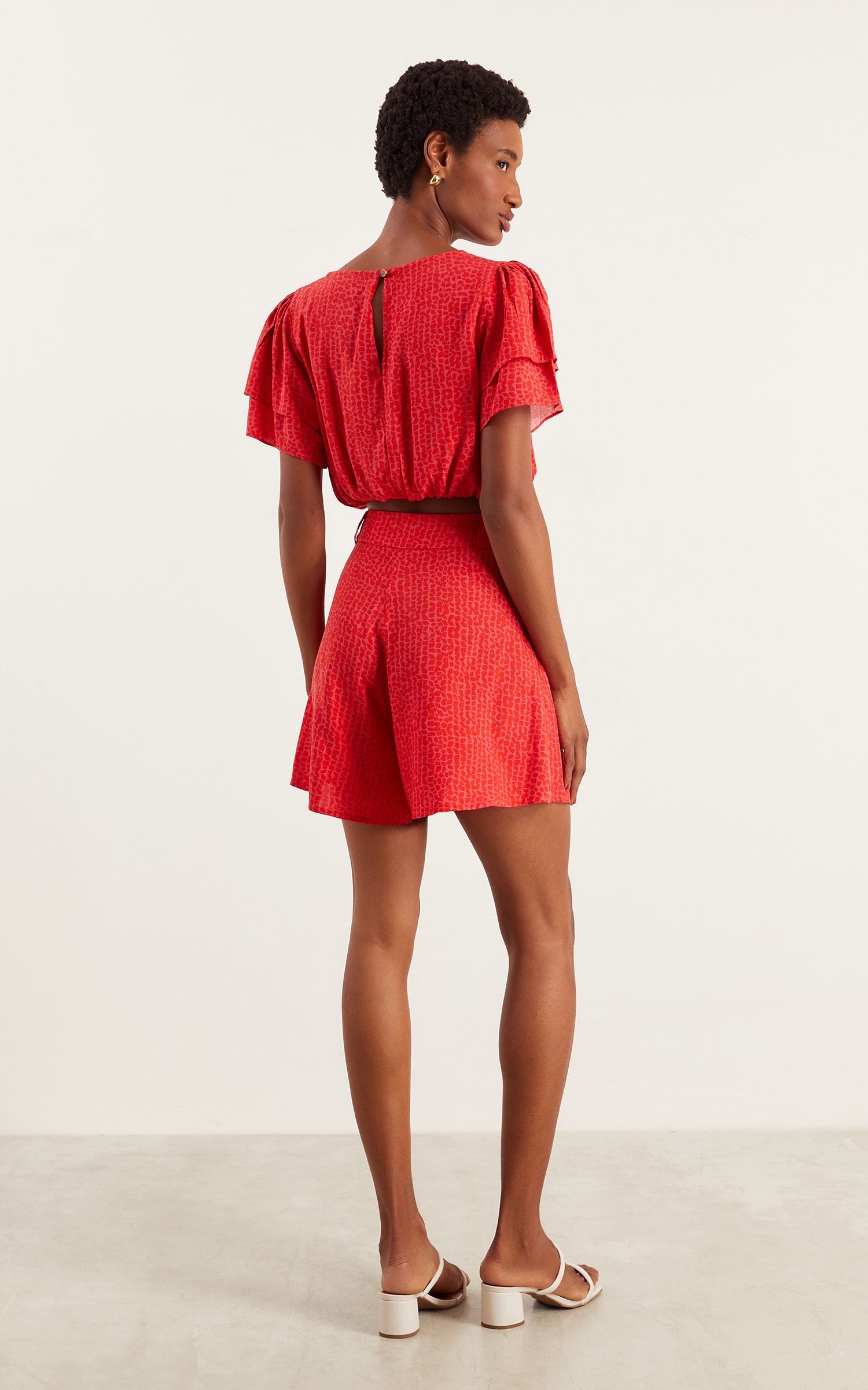 Short Lovely Com Passador Vermelho/Rosa
