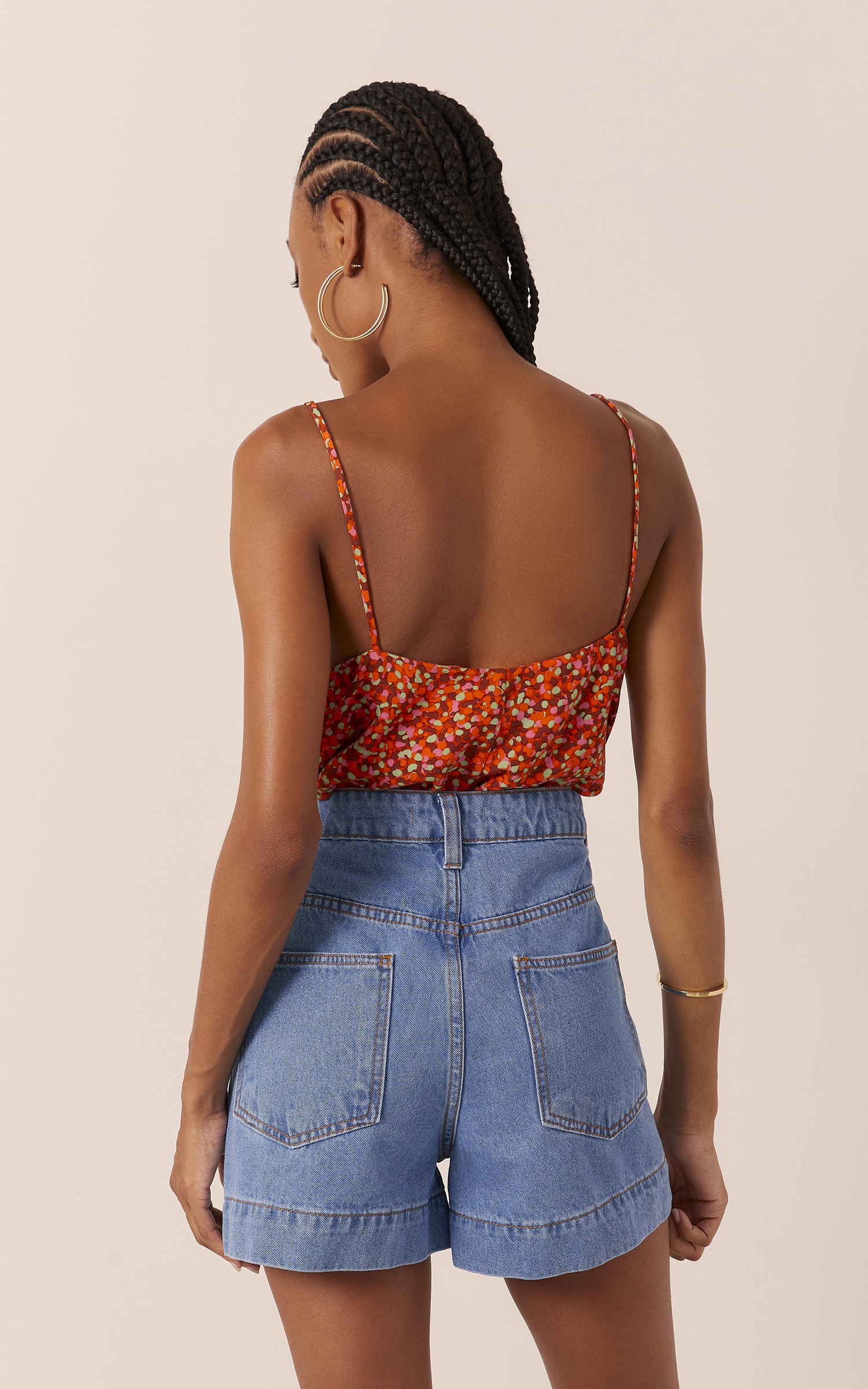 Short Nervuras Jeans Médio