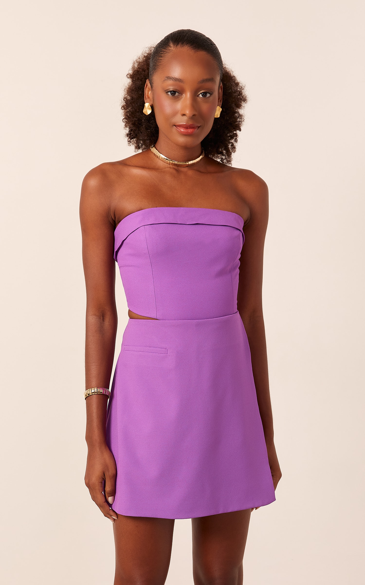 Short Saia Sweet Bolso Alfaiataria Roxo