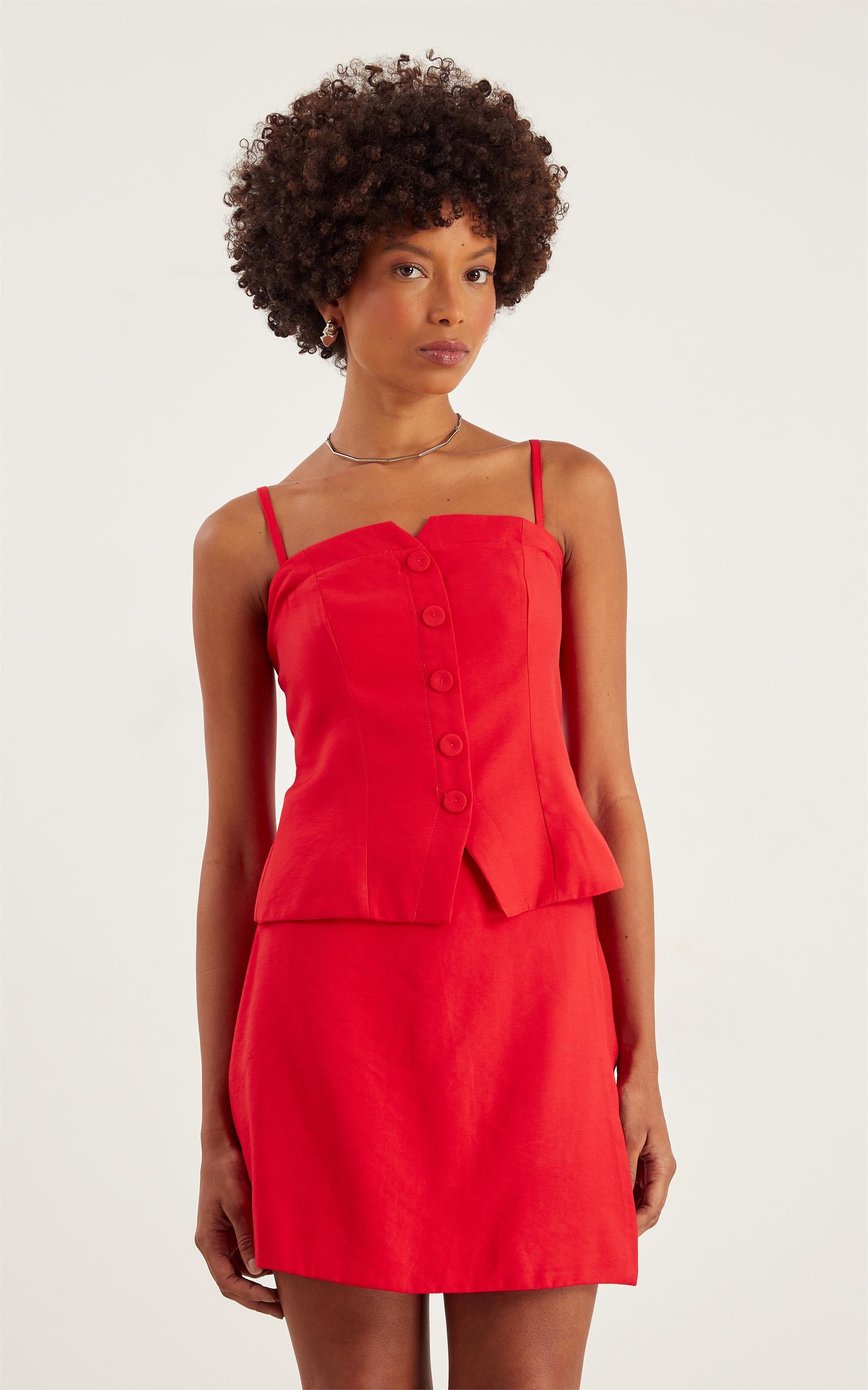 Short Saia Tropical Vermelho