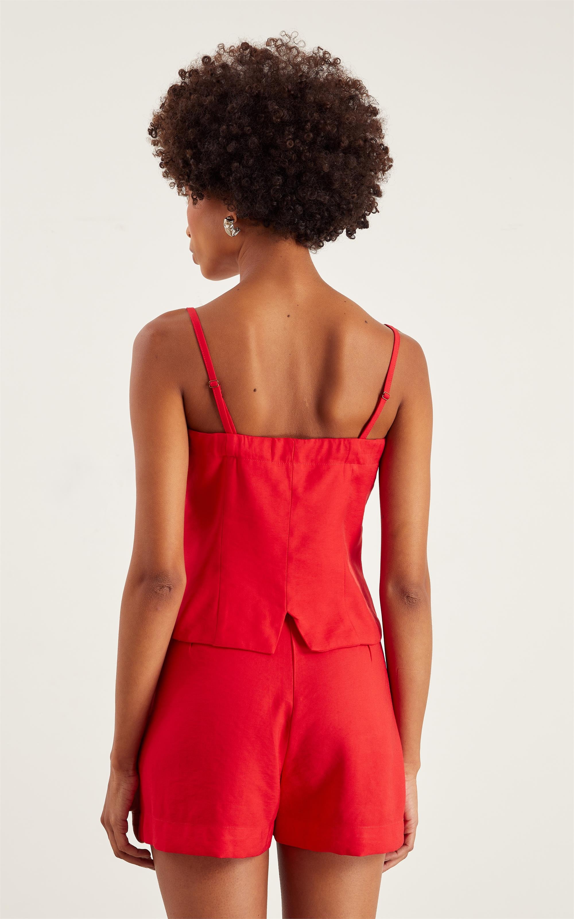 Short Saia Tropical Vermelho