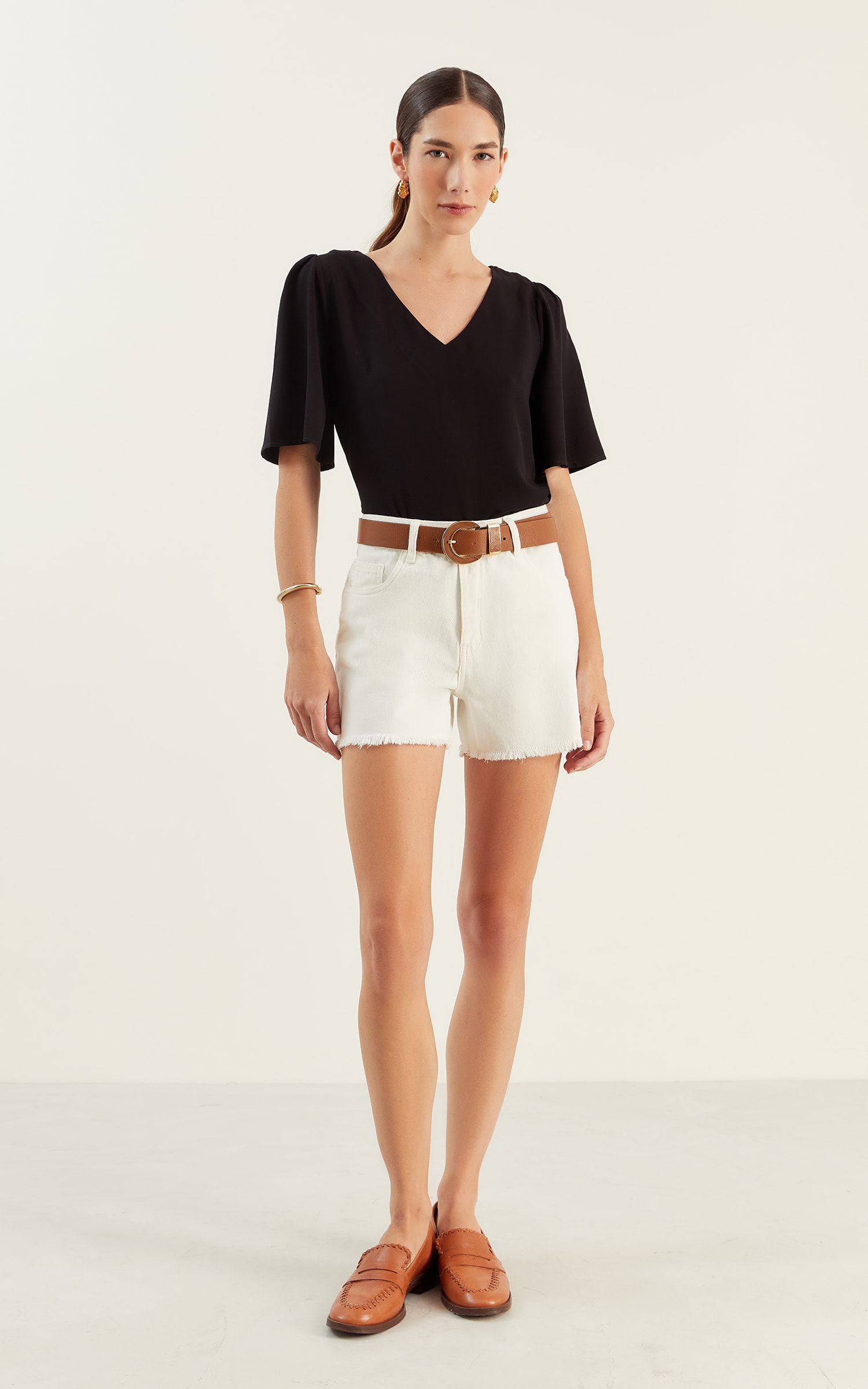 Short Sarja Básico Off White