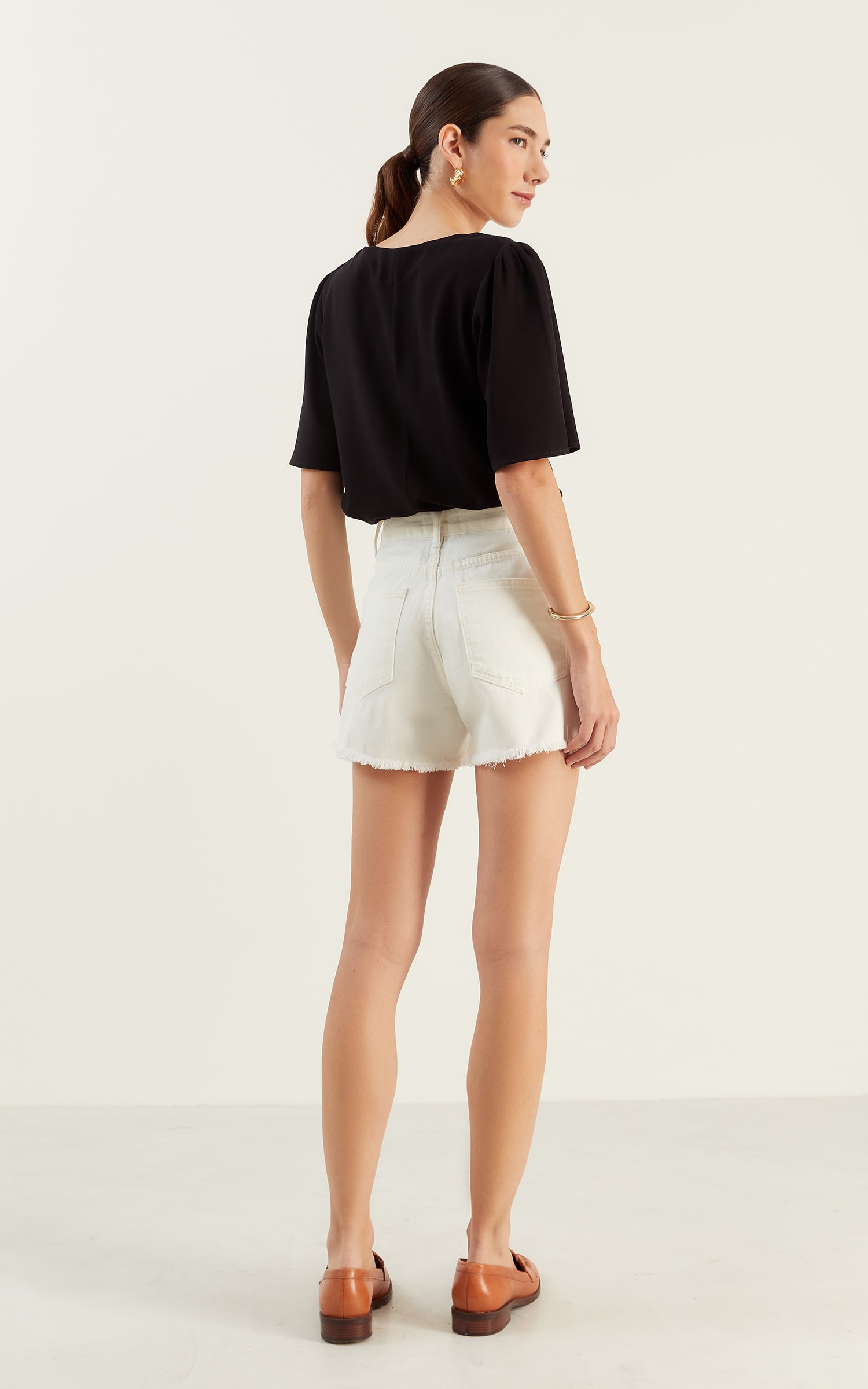 Short Sarja Básico Off White