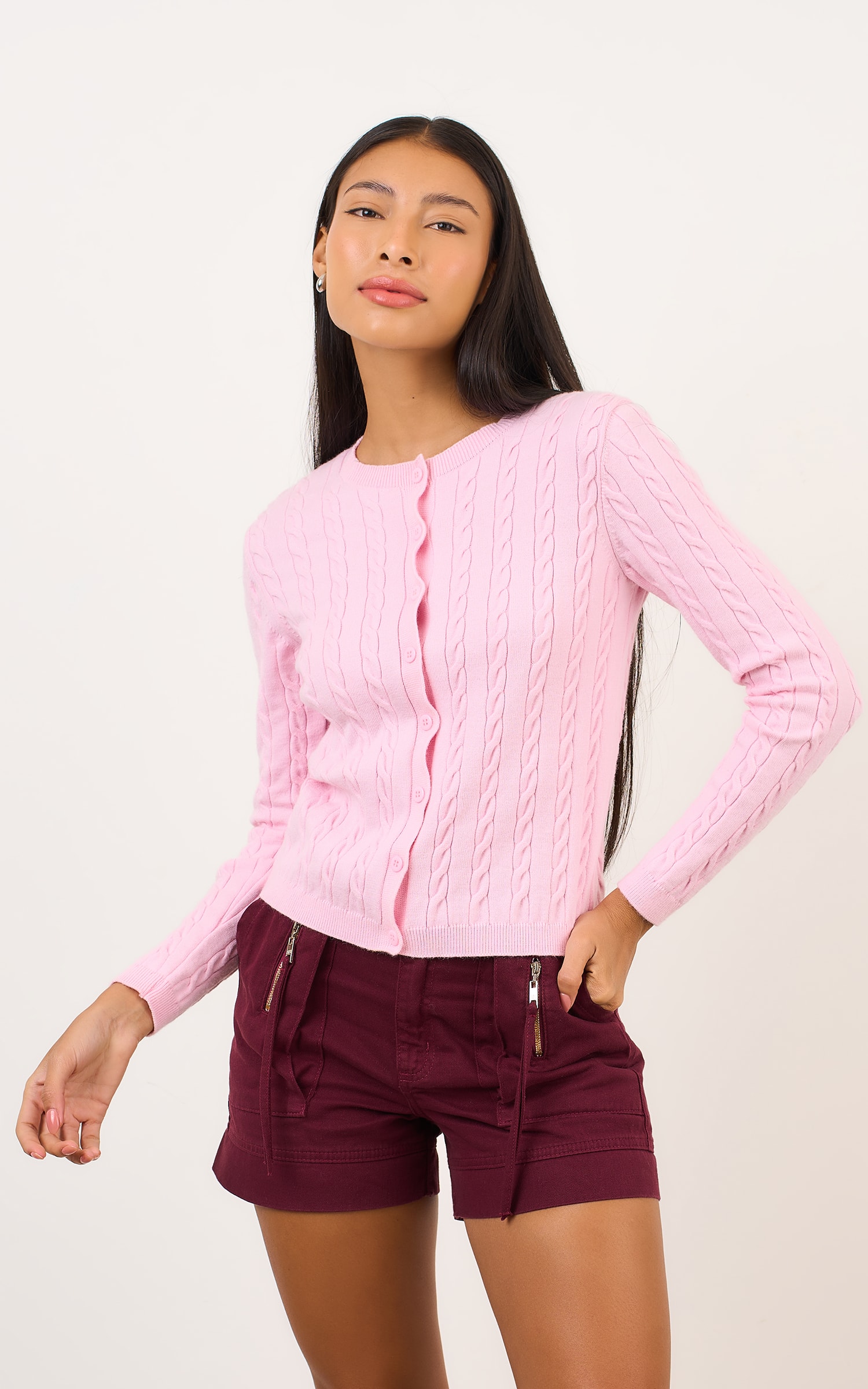 Short Sarja Bolso Burgundy
