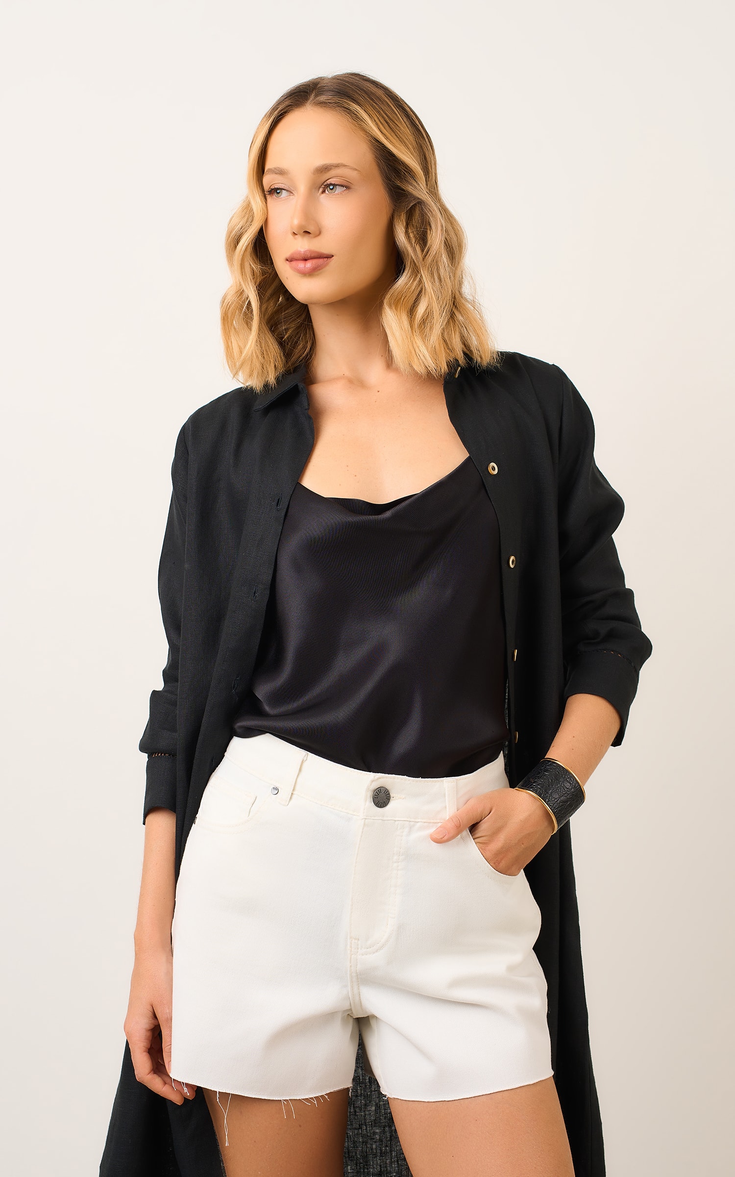 Short Sarja Detalhe Rebite Off White
