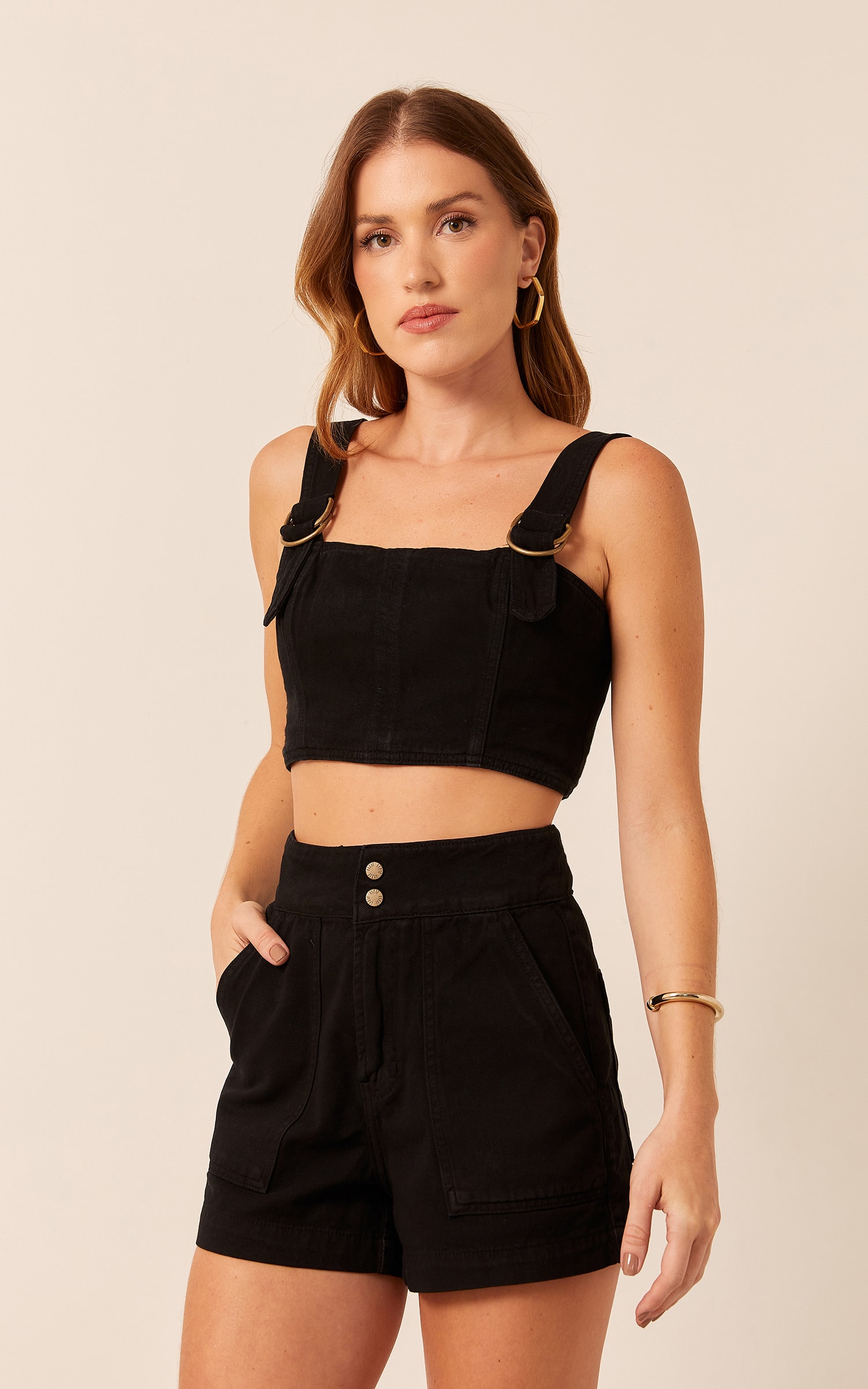 Short Sarja Maxi Passador Preto