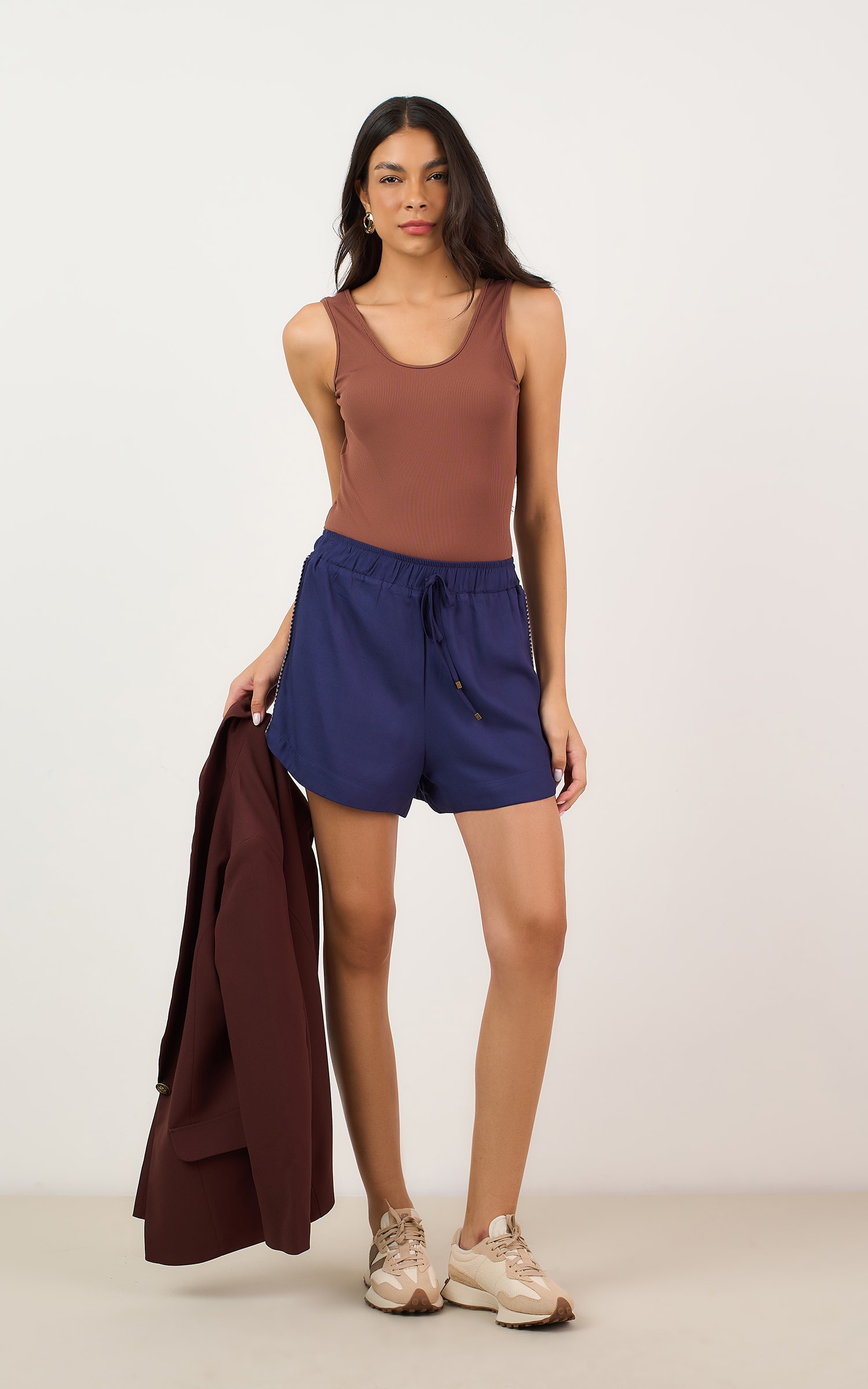 Short Textura Detalhe Cos Marinho