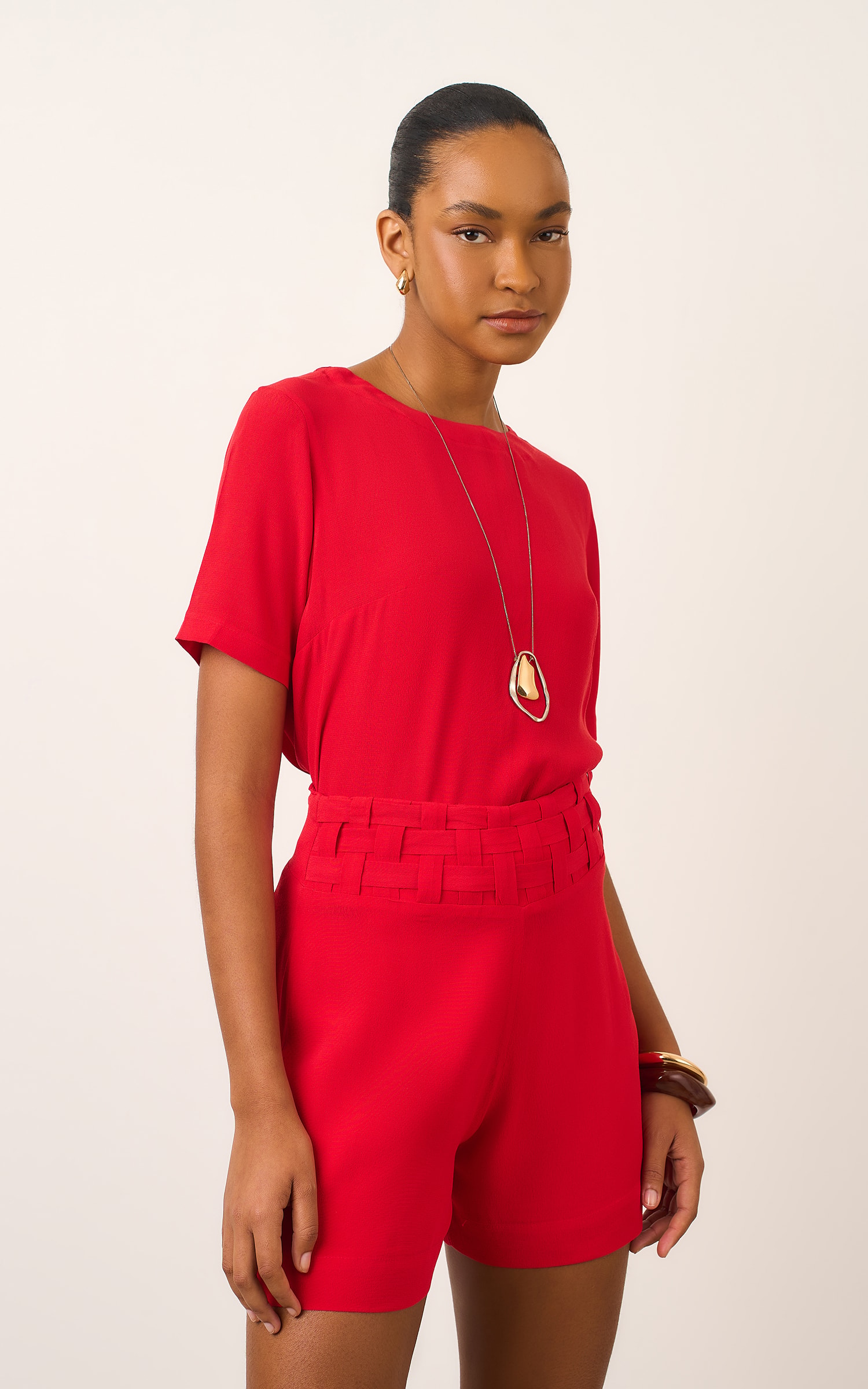 Short Tresse Vermelho