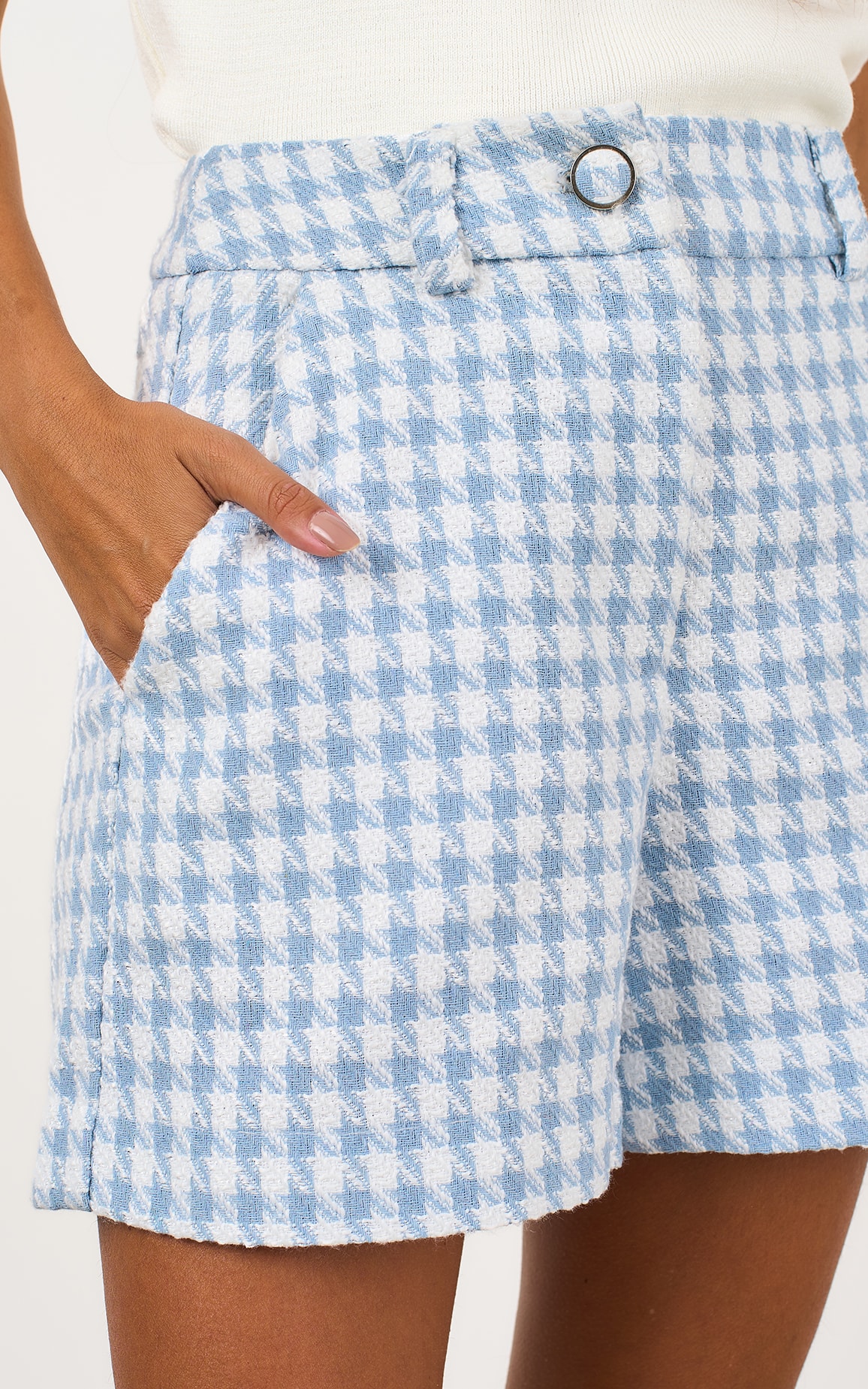 Short Tweed Bourbon Azul Celeste