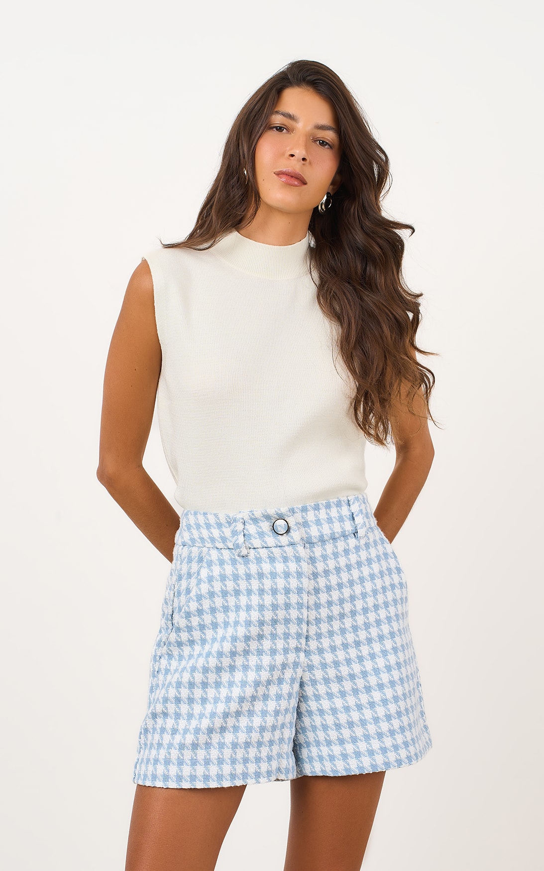 Short Tweed Bourbon Azul Celeste