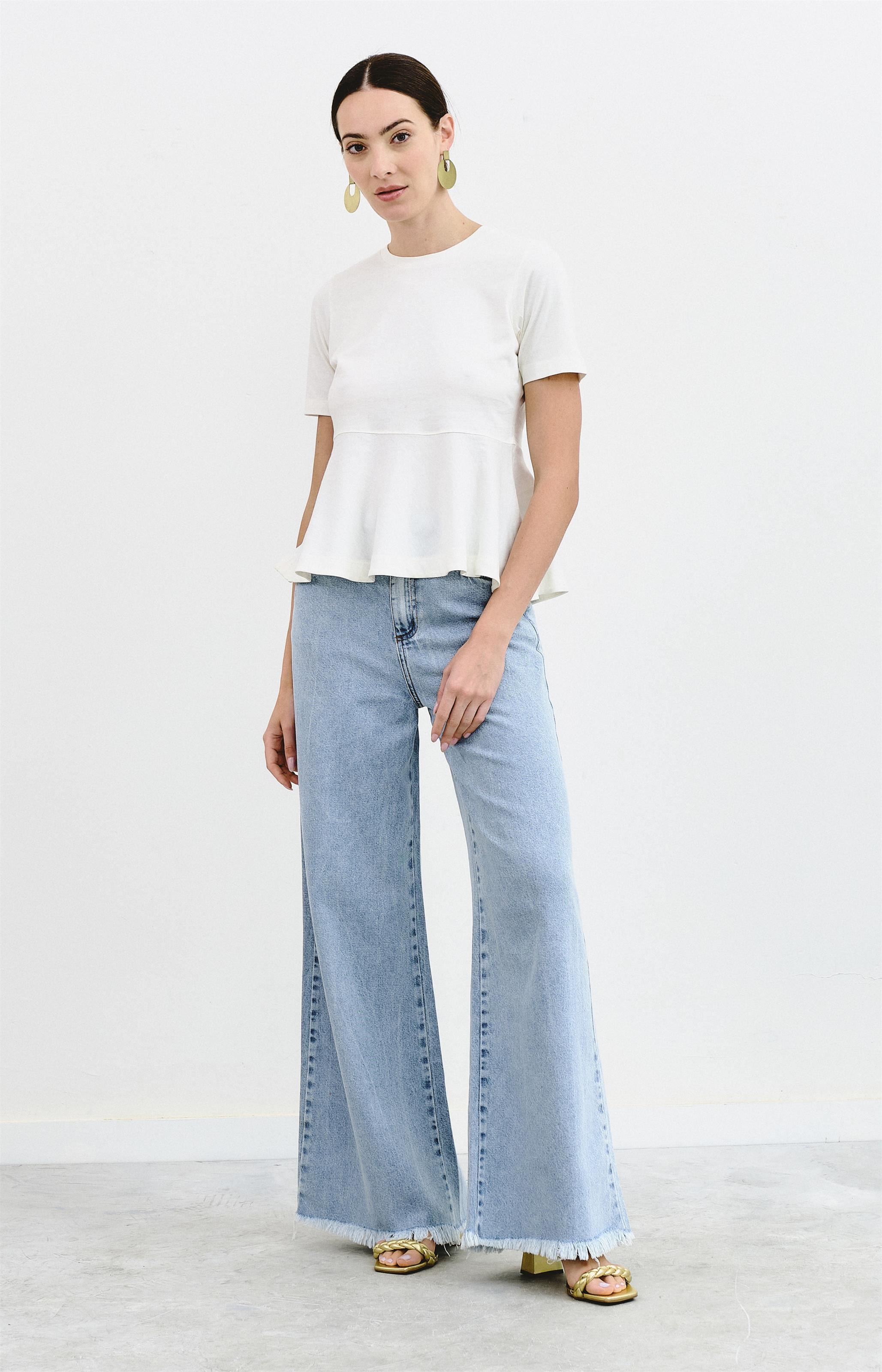 T-Shirt Basic Peplum Off White