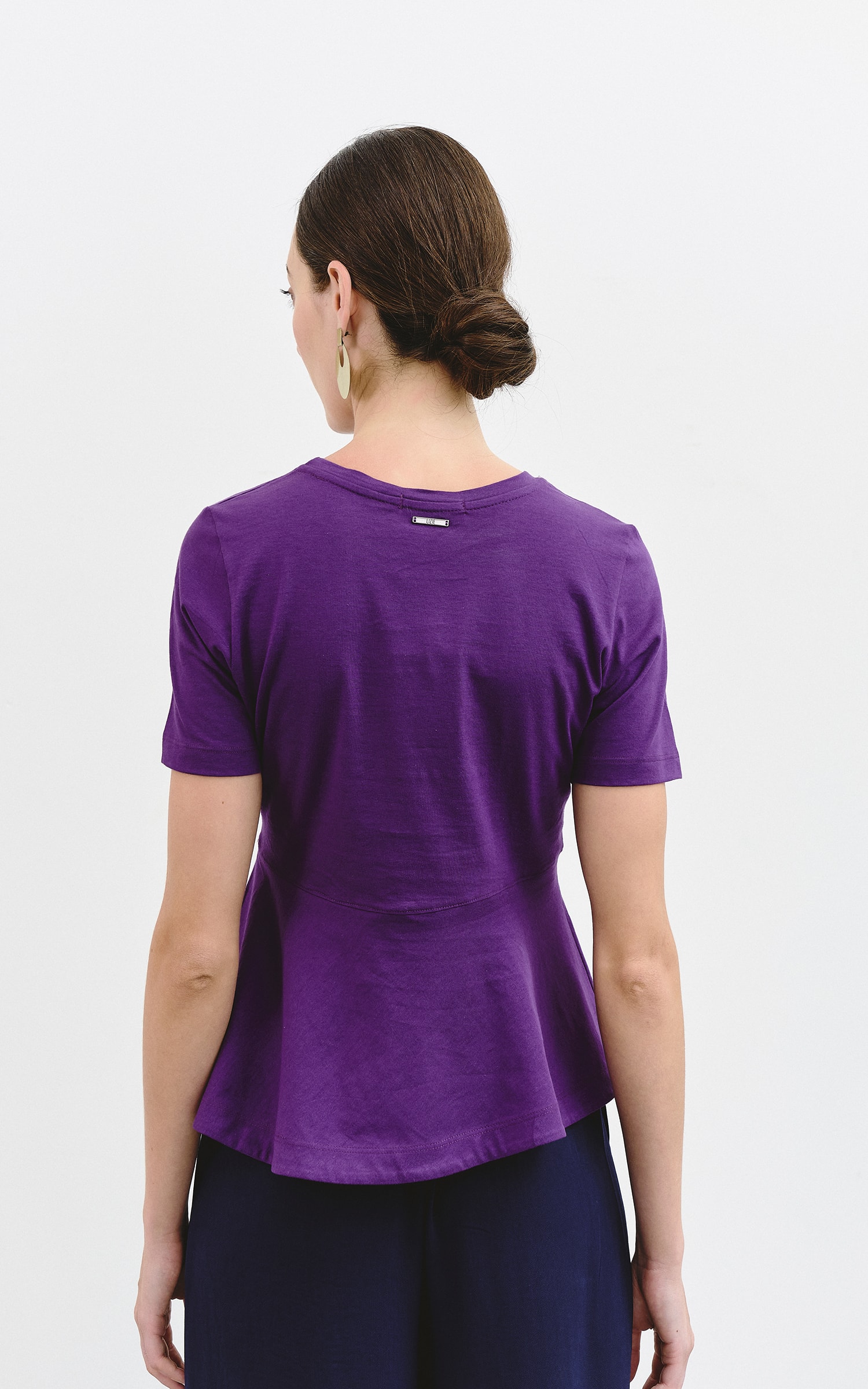 T-Shirt Basic Peplum Roxo